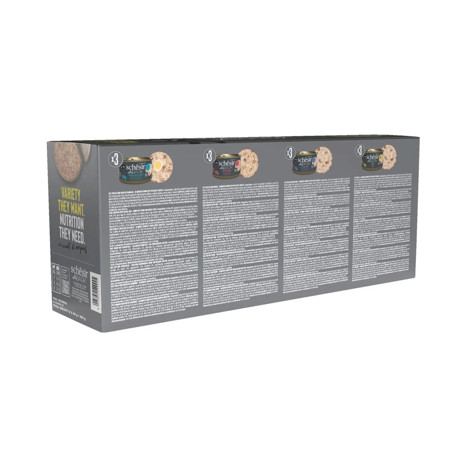 Schesir After Dark, Multigusto in Patè, Alimento Umido Completo per Gatti, in Lattina, Grain Free, Alto Contenuto di Proteine, Fonte di Idratazione, 12 x 80 g - immagine 2
