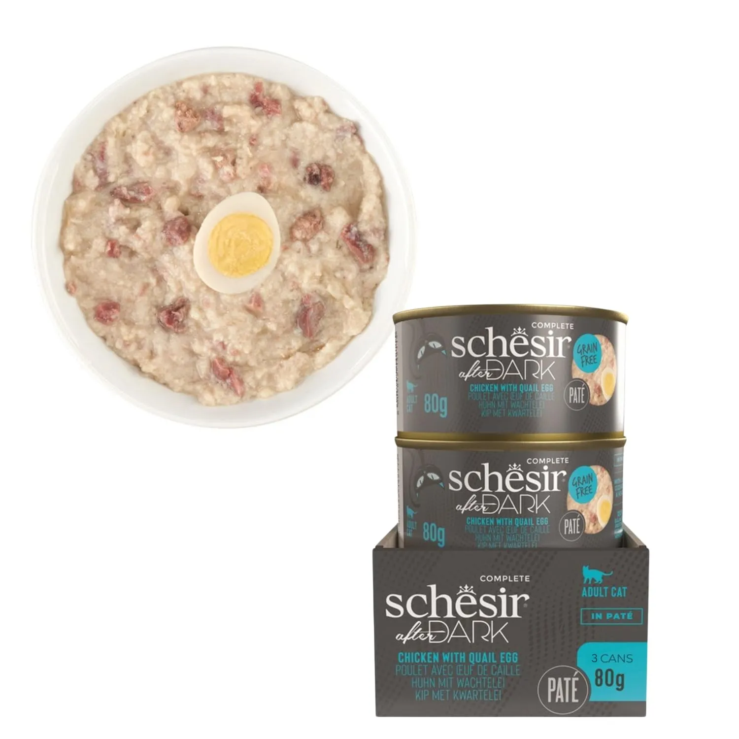 Schesir After Dark, Multigusto in Patè, Alimento Umido Completo per Gatti, in Lattina, Grain Free, Alto Contenuto di Proteine, Fonte di Idratazione, 12 x 80 g - immagine 4