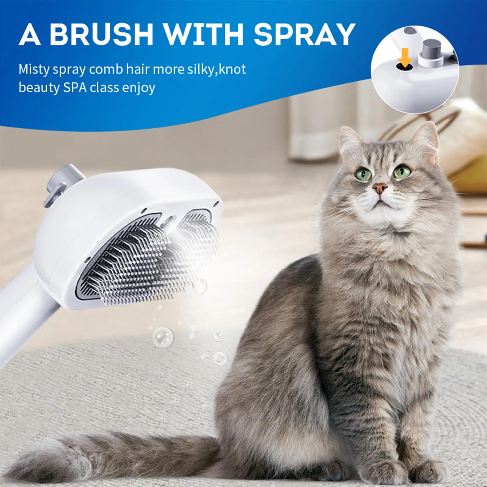 Steamy Cat Brush, 3 in 1 Spazzola a Vapore Per Gatti e Cani, Spazzola Elettrica per Pettine Massaggiante per Animali Domestici per massaggio,cura e depilazione - immagine 2