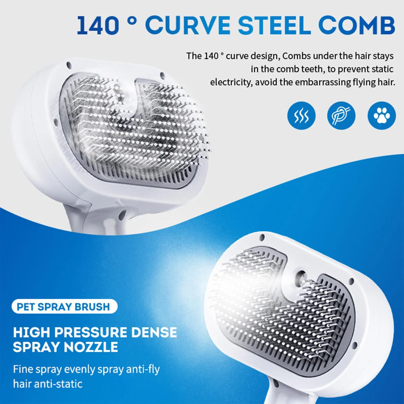 Steamy Cat Brush, 3 in 1 Spazzola a Vapore Per Gatti e Cani, Spazzola Elettrica per Pettine Massaggiante per Animali Domestici per massaggio,cura e depilazione - immagine 3