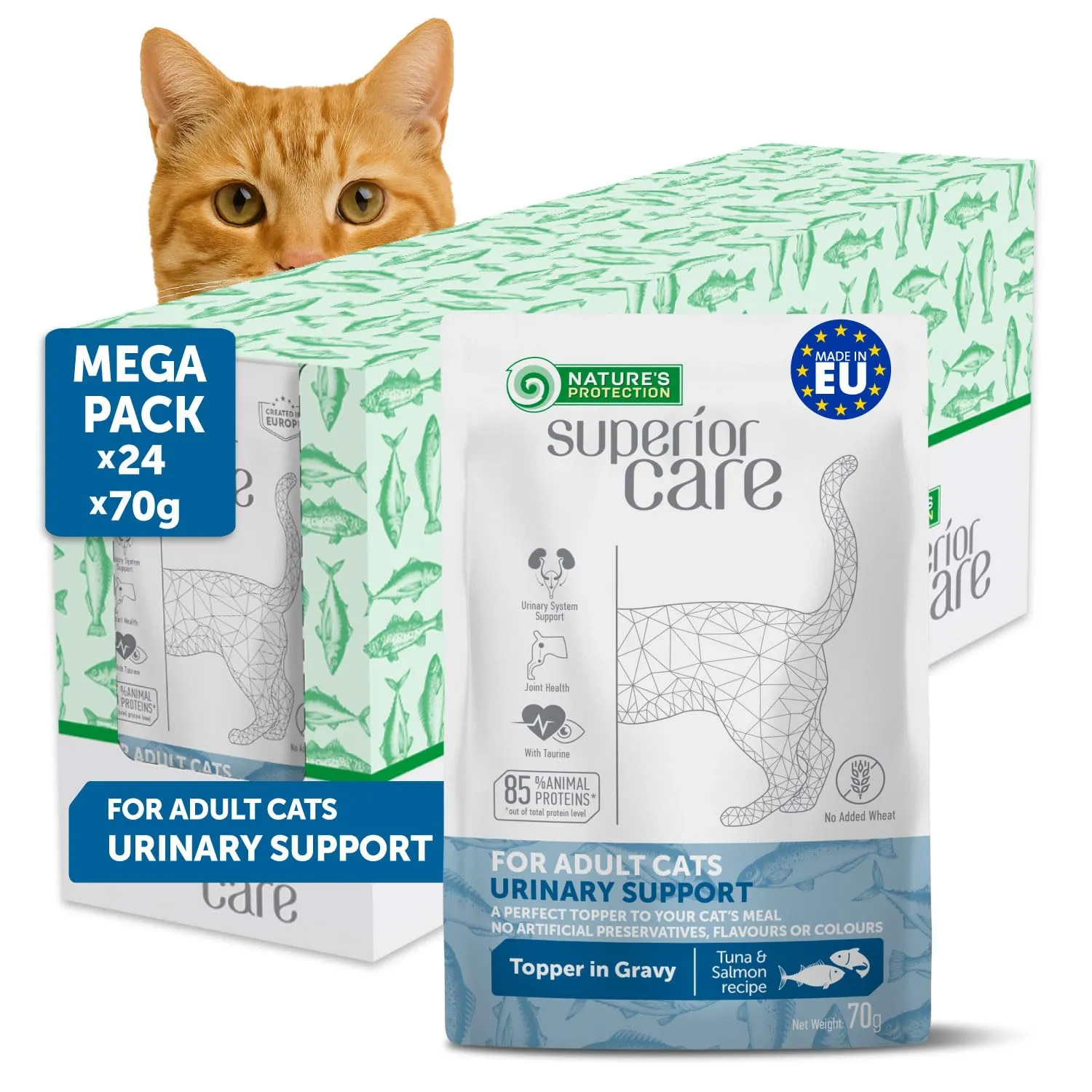 Nature's Protection Superior Care Umido gatti, Tonno e salmone 24 x 70 g - immagine 1
