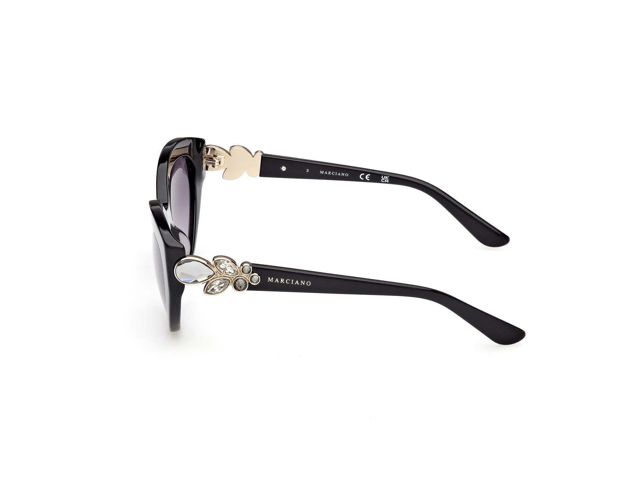 Guess by Marciano GM00033 01B Occhiali da sole Acetato Nero Fumo Cat Eye Normale - immagine 3
