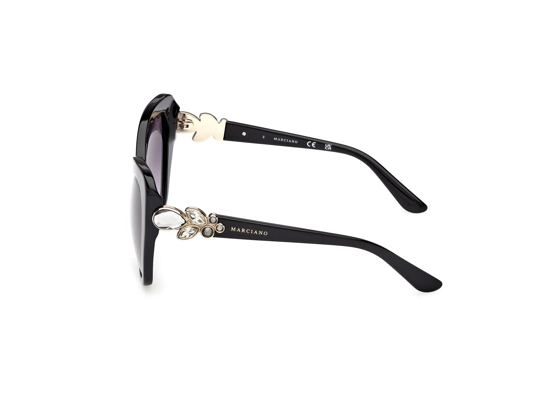 Guess by Marciano GM00032 01B Occhiali da sole Acetato Nero Fumo Farfalla Normale - immagine 3