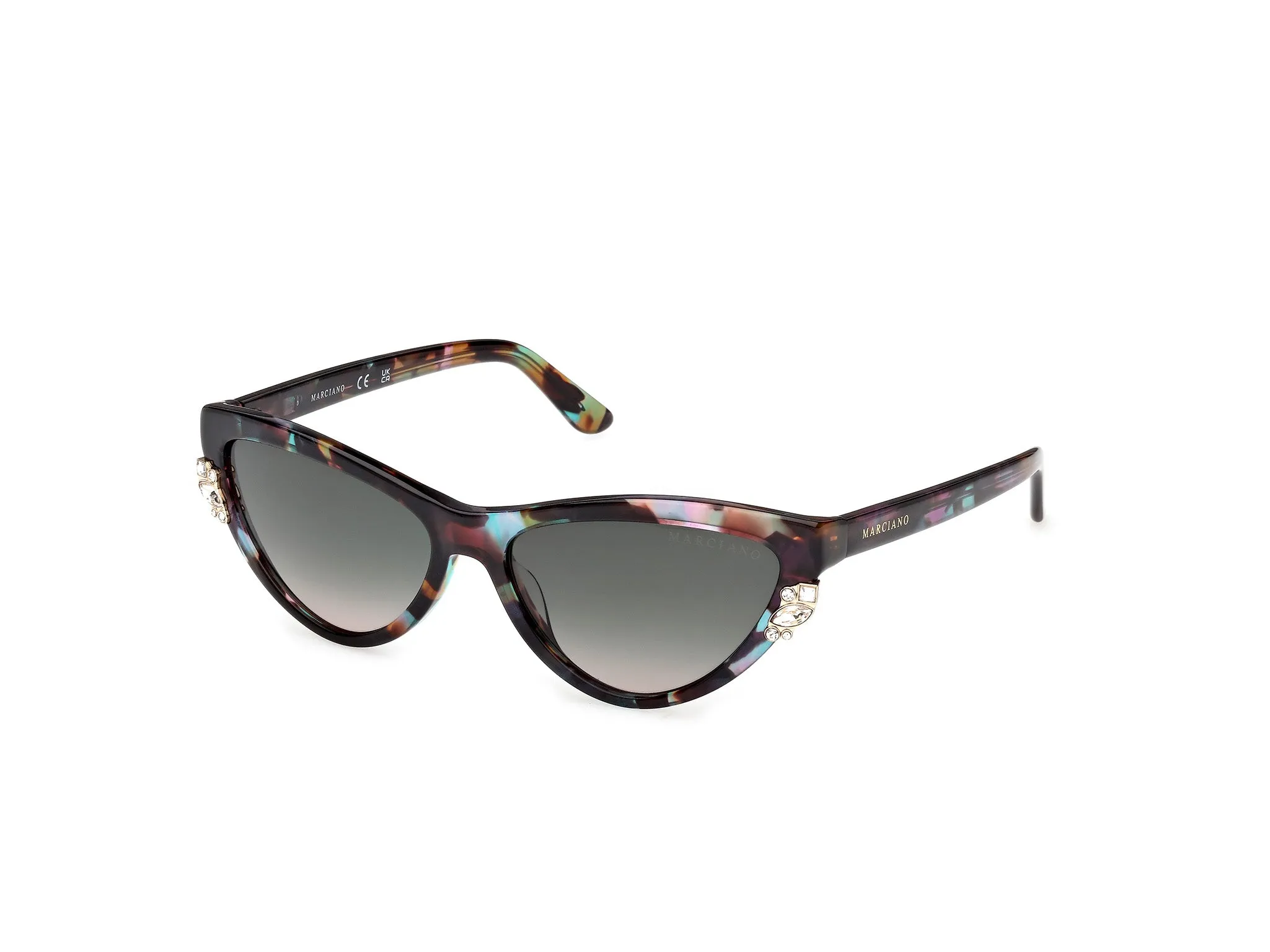 Guess by Marciano GM00031 98B Occhiali da sole Acetato Verde Fumo Cat Eye Normale - immagine 1