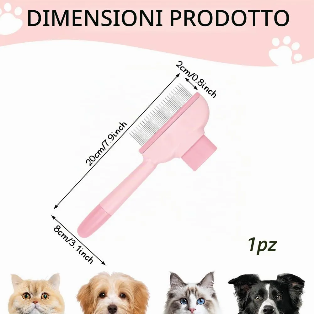 OFFCUP Pettine Animali Domestici Cani Gatti Acciaio Inox Denti Lunghi Corti - immagine 2