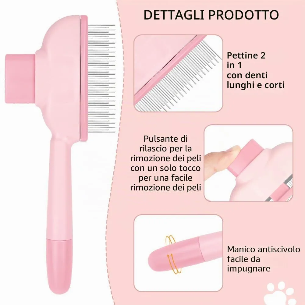 OFFCUP Pettine Animali Domestici Cani Gatti Acciaio Inox Denti Lunghi Corti - immagine 4