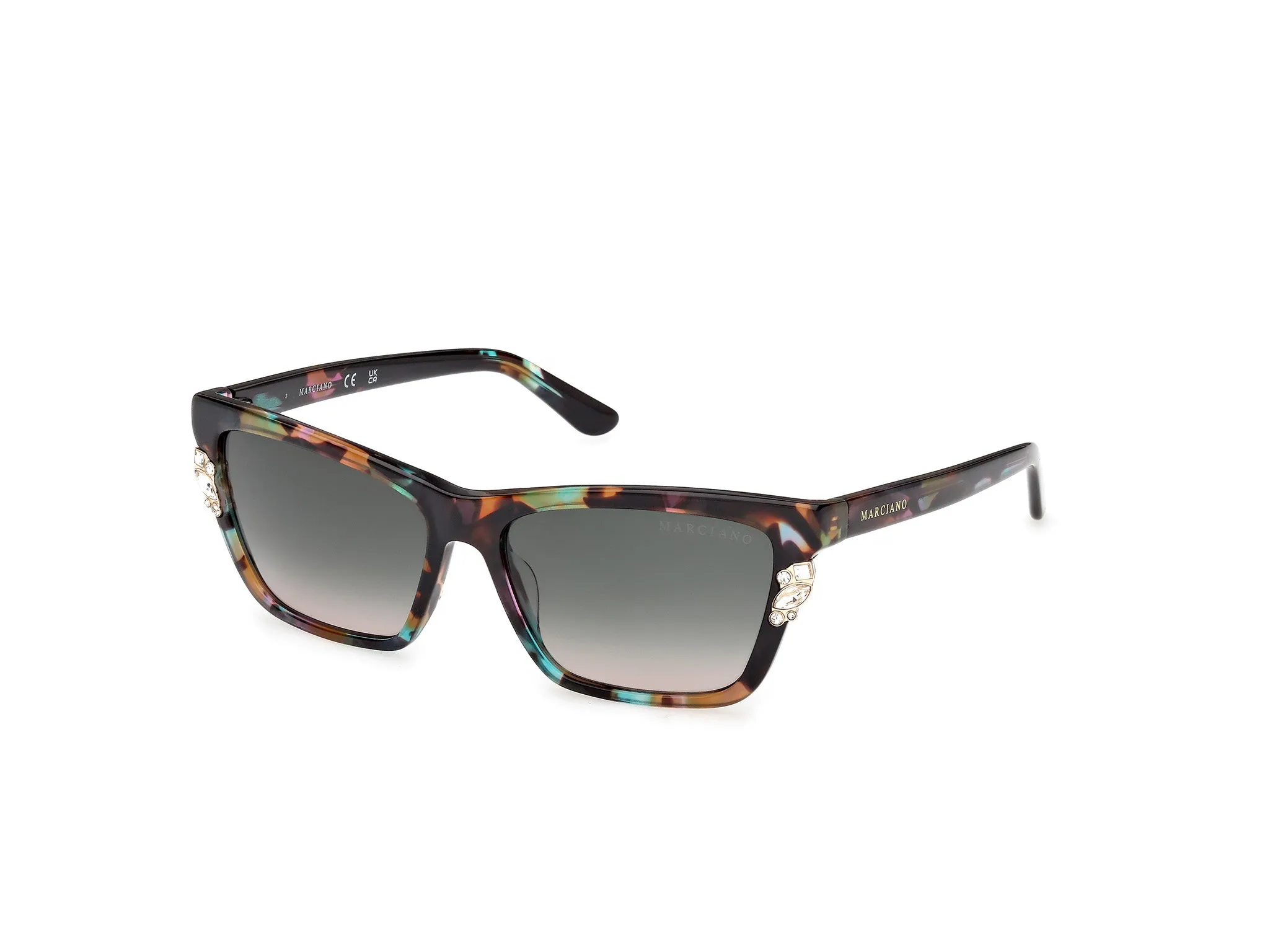 Guess by Marciano GM00030 98B Occhiali da sole Acetato Verde Fumo Squadrata Normale - immagine 1