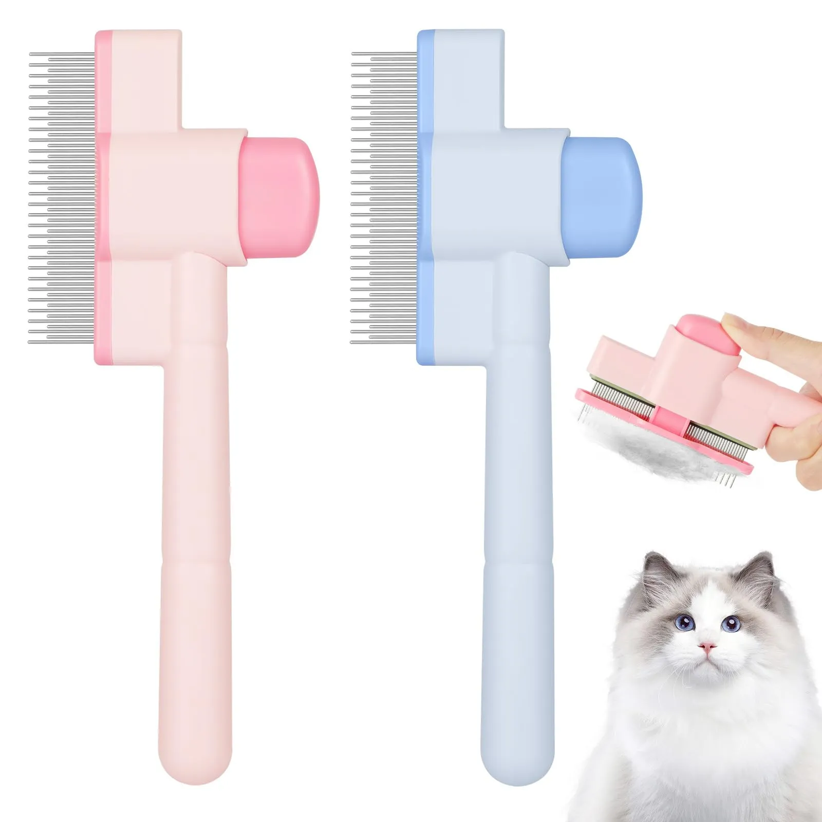 OFFCUP 2 Pettine Animali Domestici Cani Gatti, Acciaio Inox, Denti Lunghi - immagine 1