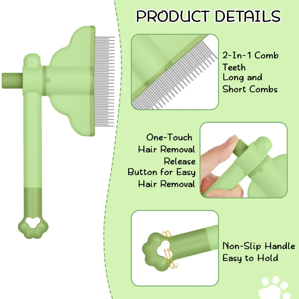 OFFCUP Ruotabile Pettine Animali Domestici Cani Gatti, Acciaio Inox - immagine 4