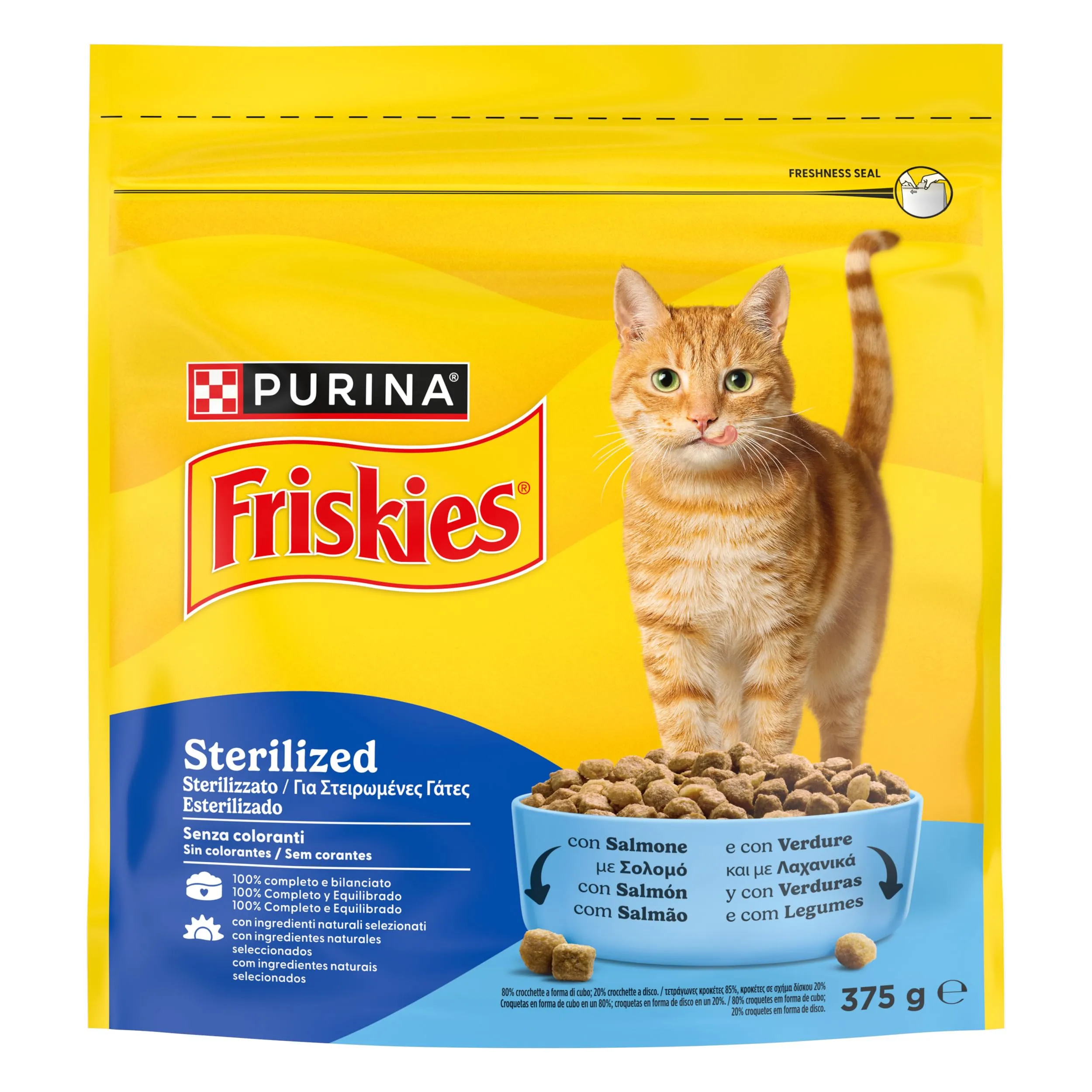 PURINA FRISKIES® Sterilized crocchette per gatti adulti sterilizzati con Salmone e con Verdure in 12 Confezioni da 375g - immagine 3