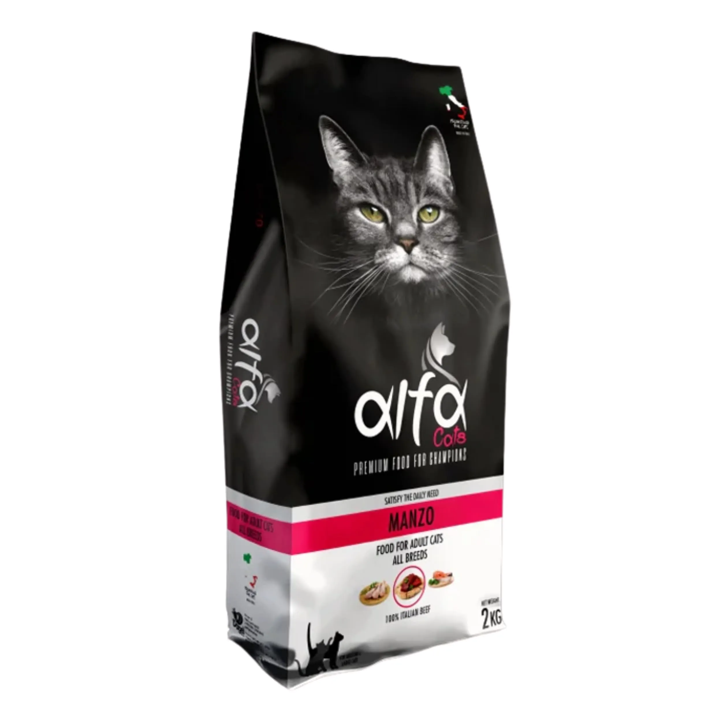 Pet's Garden Alfa Cats Crocchette per Gatti Gusto Manzo Alimento Cibo Secco per Gatti Adulti Sterilizzati Tutte le Razze Sacco da 2 KG Prodotto Italiano - immagine 1