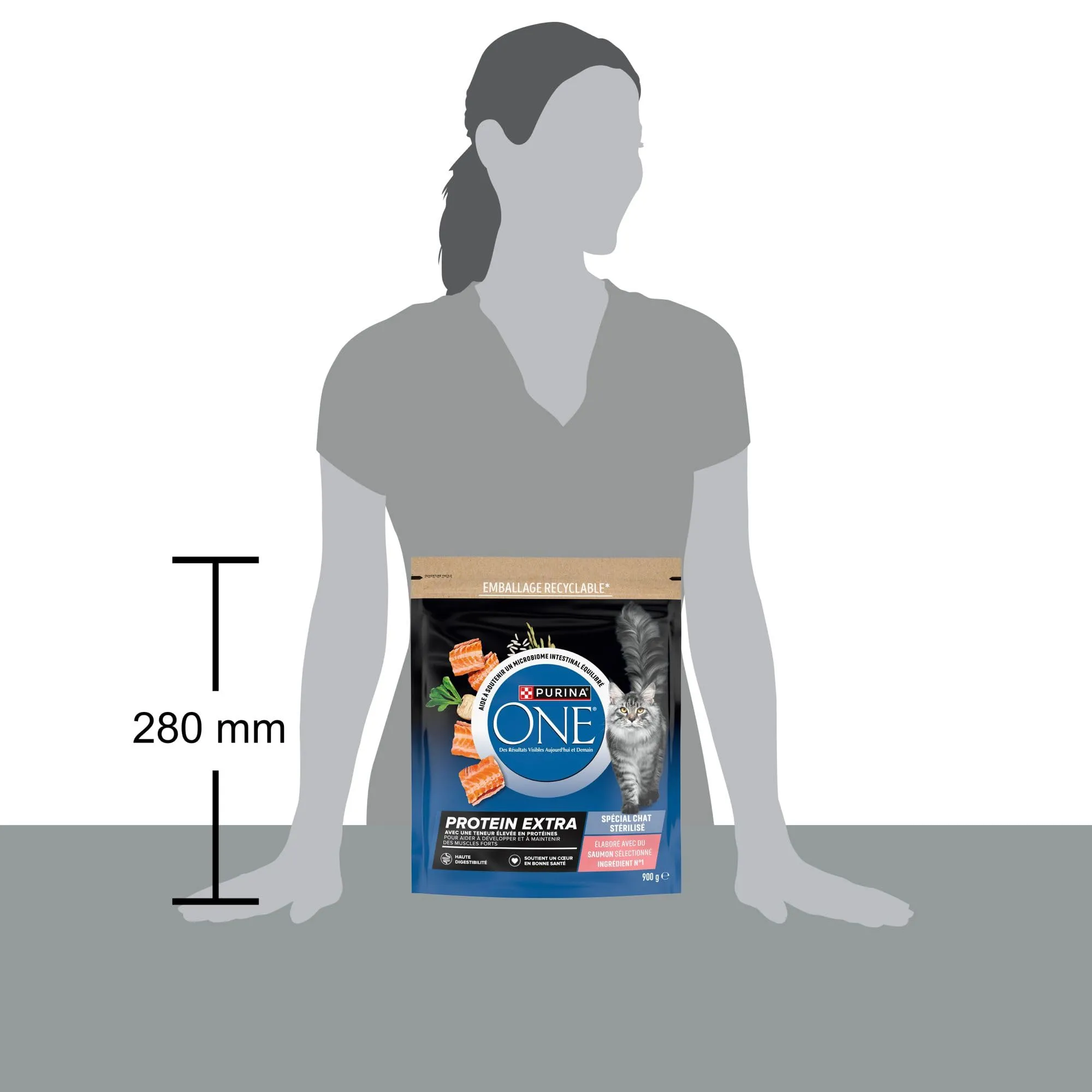 PURINA ONE | Protein Extra | Crocchette Speciali per Gatto Adulto Sterilizzato | Alto Contenuto di Proteine e Aminoacidi per Aiutare a Sviluppare e Mantenere Muscoli Forti | Salmone | Sacco | 900g - immagine 3