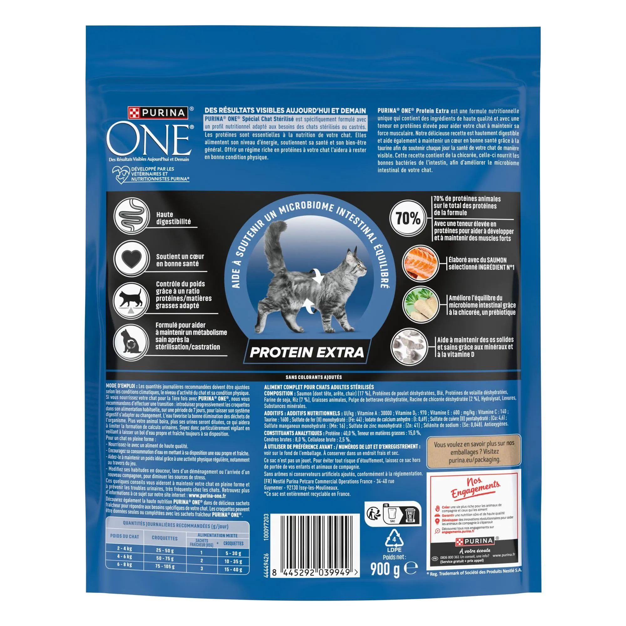 PURINA ONE | Protein Extra | Crocchette Speciali per Gatto Adulto Sterilizzato | Alto Contenuto di Proteine e Aminoacidi per Aiutare a Sviluppare e Mantenere Muscoli Forti | Salmone | Sacco | 900g - immagine 4