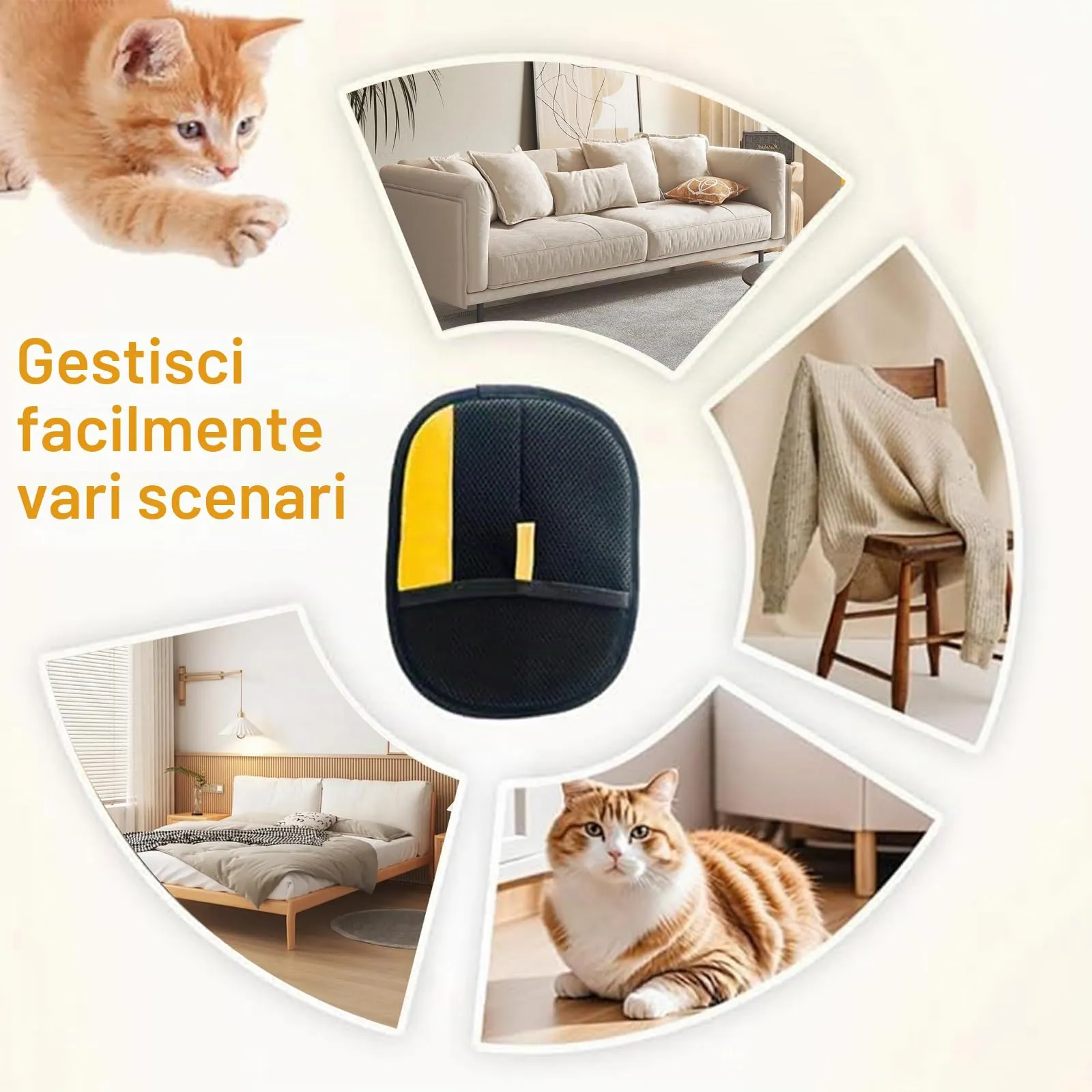 ELYCO Guanto Rimuovi Peli Animali, Pet Hair Remover Elettrostatico, Guanto Peli Gatto Cane per Vestiti, Divani, Tappeti, Riutilizzabile e Lavabile, 2 Pcs - immagine 3