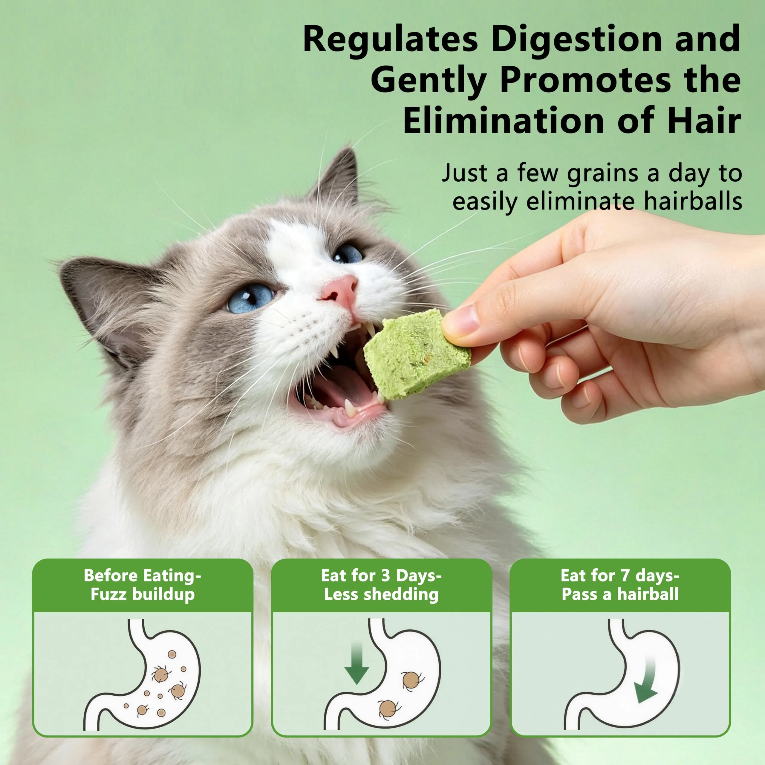 Snack di Erba per Gatti 150g, Cereali di Erba per Gatti Congelati, Snack Naturali per la Rimozione delle Palle di Pelo e la Cura dei Denti - immagine 4