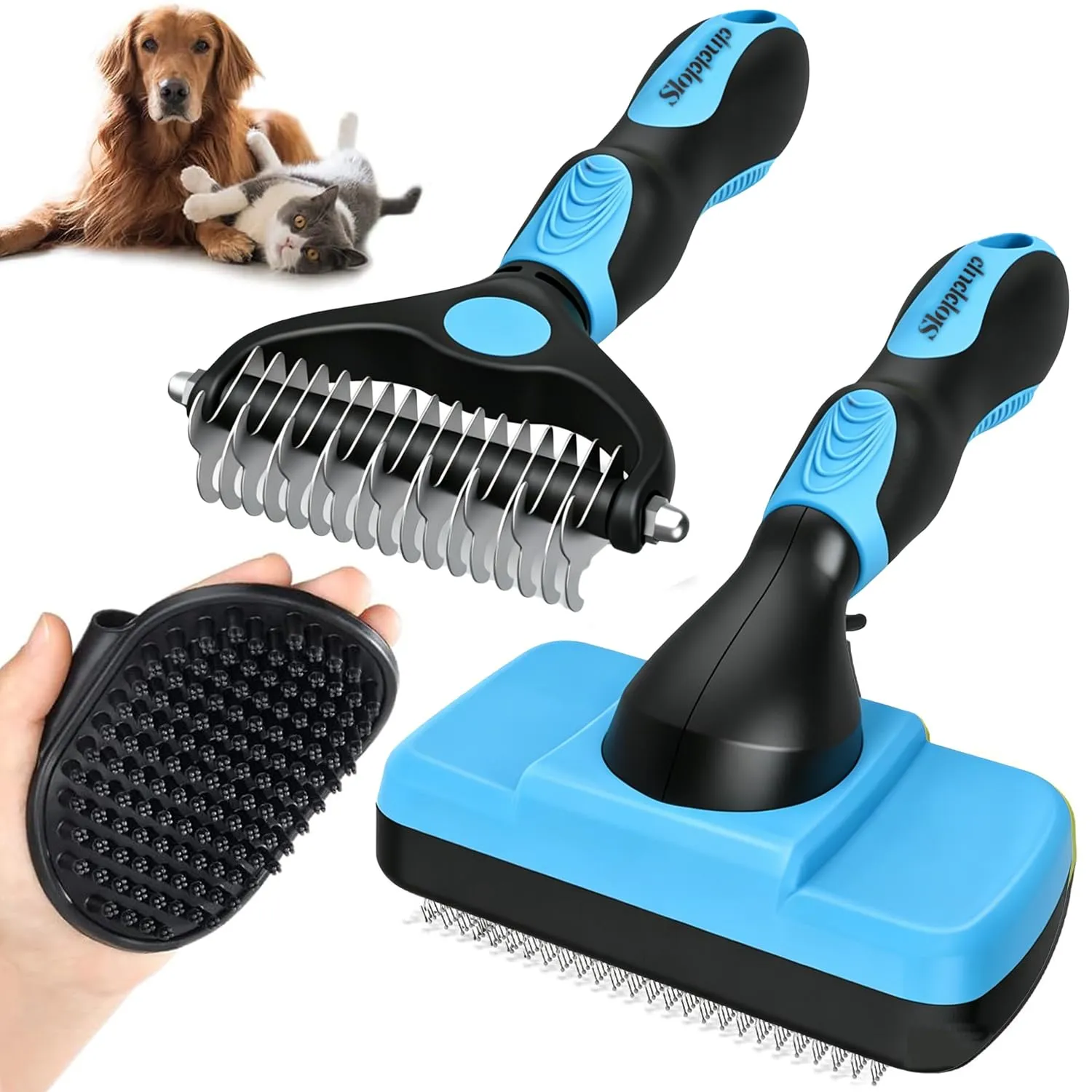 Spazzola per Cani/Gatti Pelo Lungo e Pelo Corto, Rastrello a Doppio Lato - immagine 1