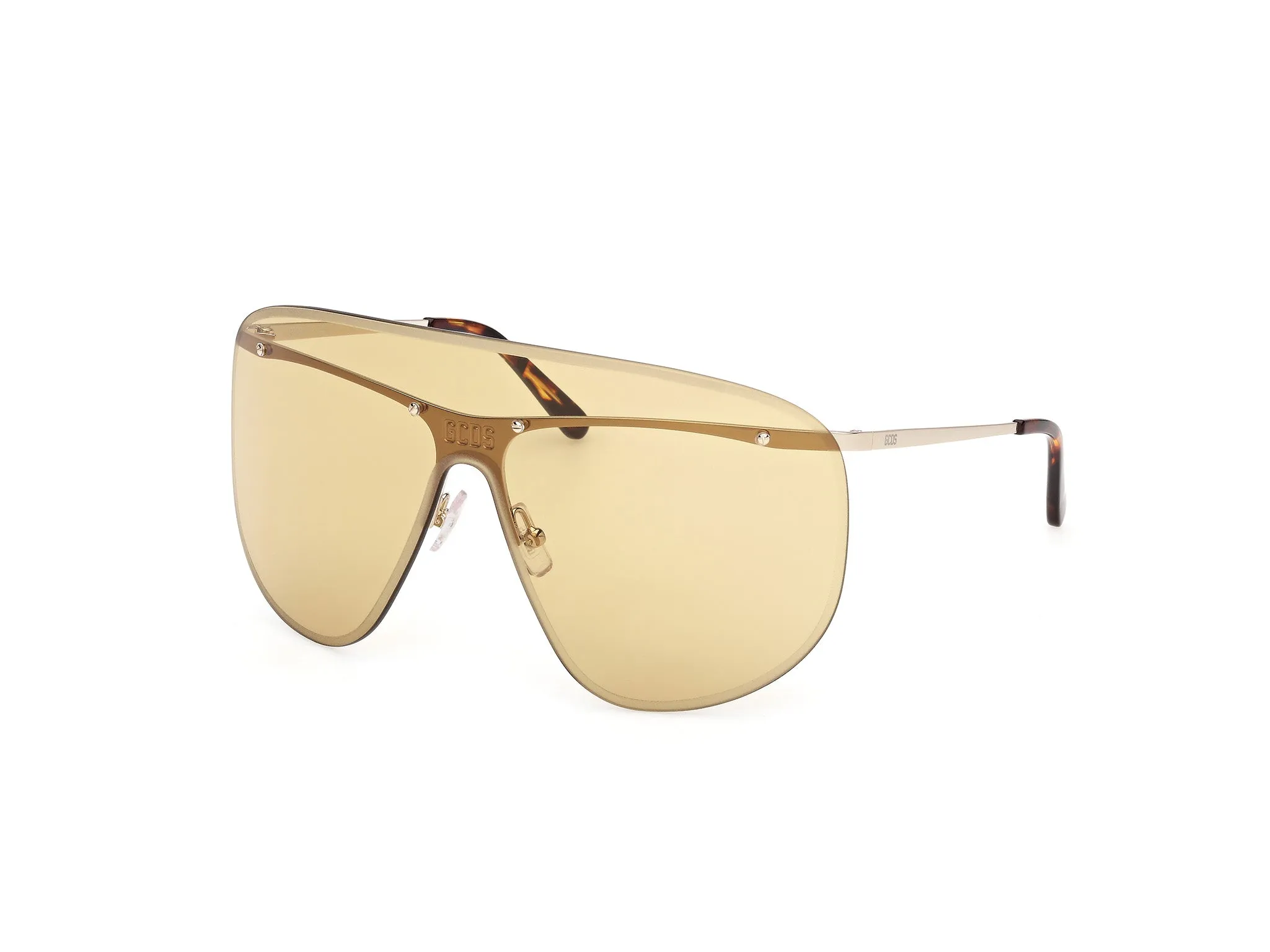 GCDS GD0072 32J Occhiali da sole Metallo Oro Giallo Maschera Normale - immagine 1
