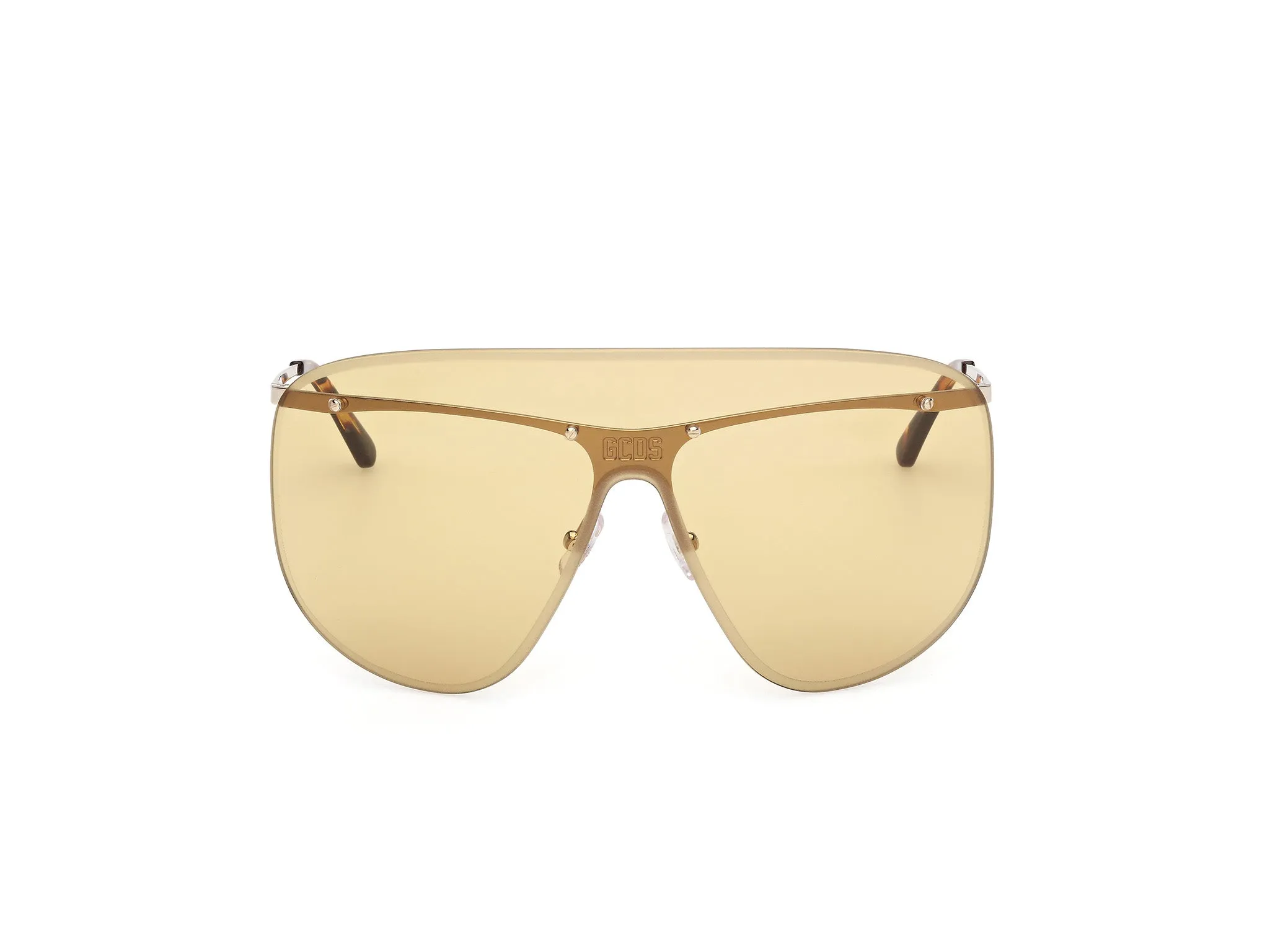 GCDS GD0072 32J Occhiali da sole Metallo Oro Giallo Maschera Normale - immagine 2