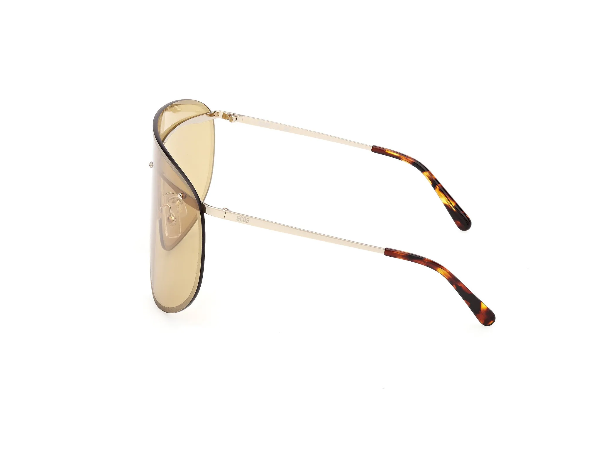 GCDS GD0072 32J Occhiali da sole Metallo Oro Giallo Maschera Normale - immagine 3