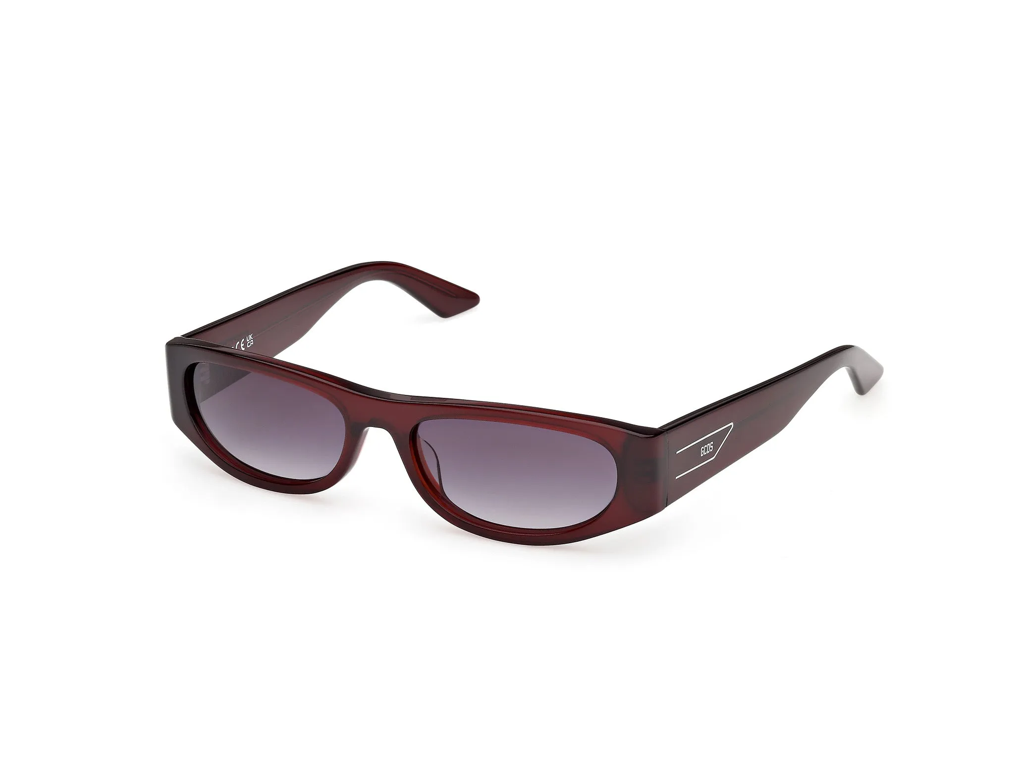 GCDS GD0070 69B Occhiali da sole Acetato Bordeaux Fumo Rotonda Normale - immagine 1