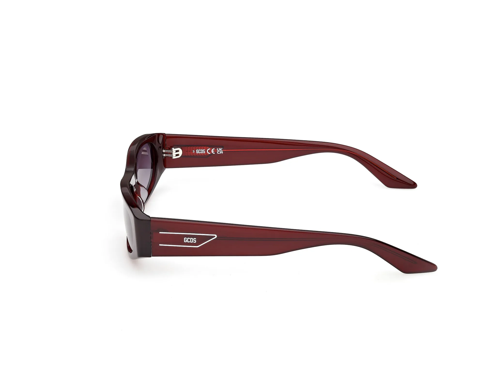 GCDS GD0070 69B Occhiali da sole Acetato Bordeaux Fumo Rotonda Normale - immagine 3