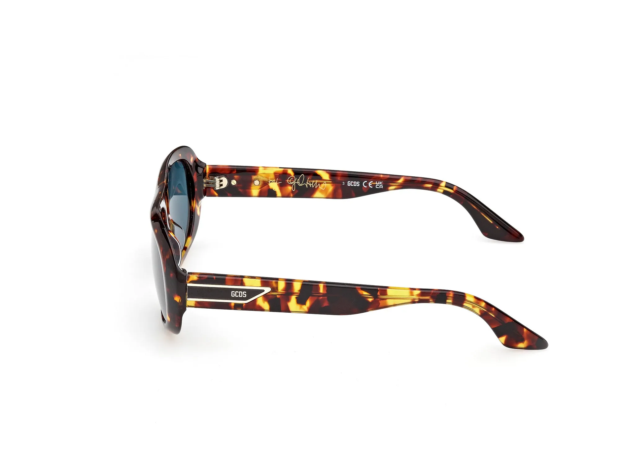 GCDS GD0067 GIULIANO 52N Occhiali da sole Acetato Havana Verde Squadrata Normale - immagine 3