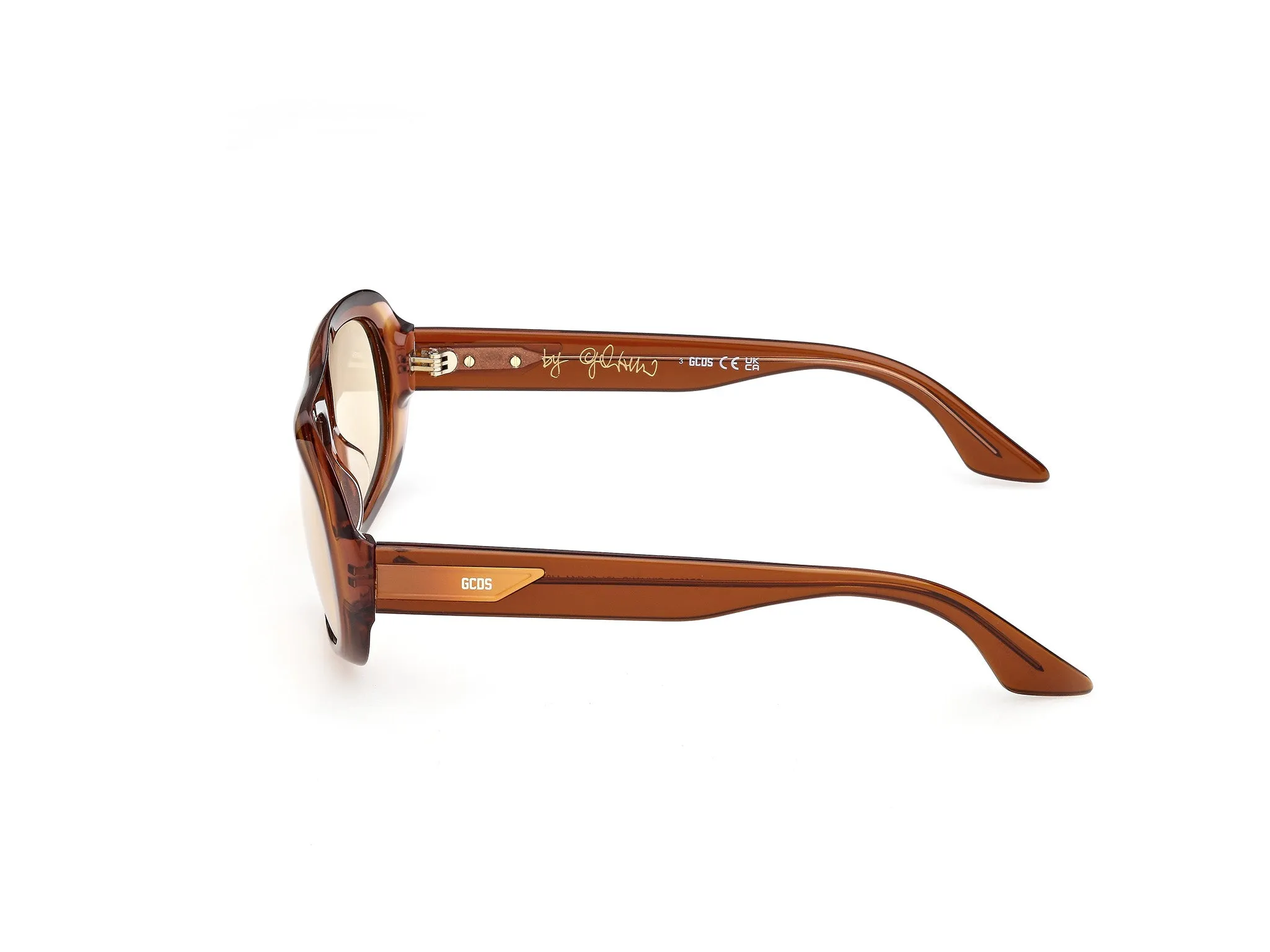 GCDS GD0067 GIULIANO 47J Occhiali da sole Acetato Marrone Giallo Squadrata Normale - immagine 3