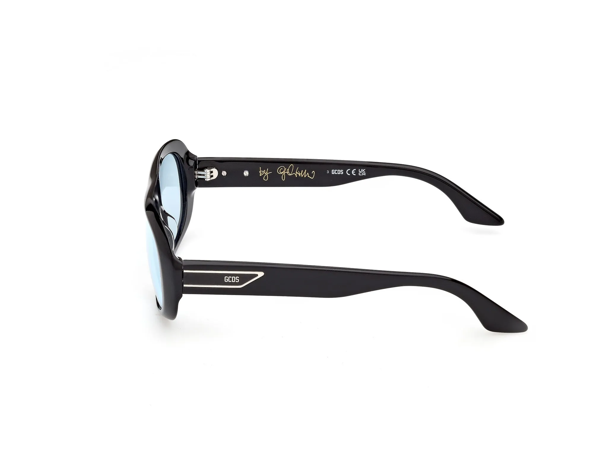GCDS GD0067 GIULIANO 01V Occhiali da sole Acetato Nero Blu Squadrata Normale - immagine 3