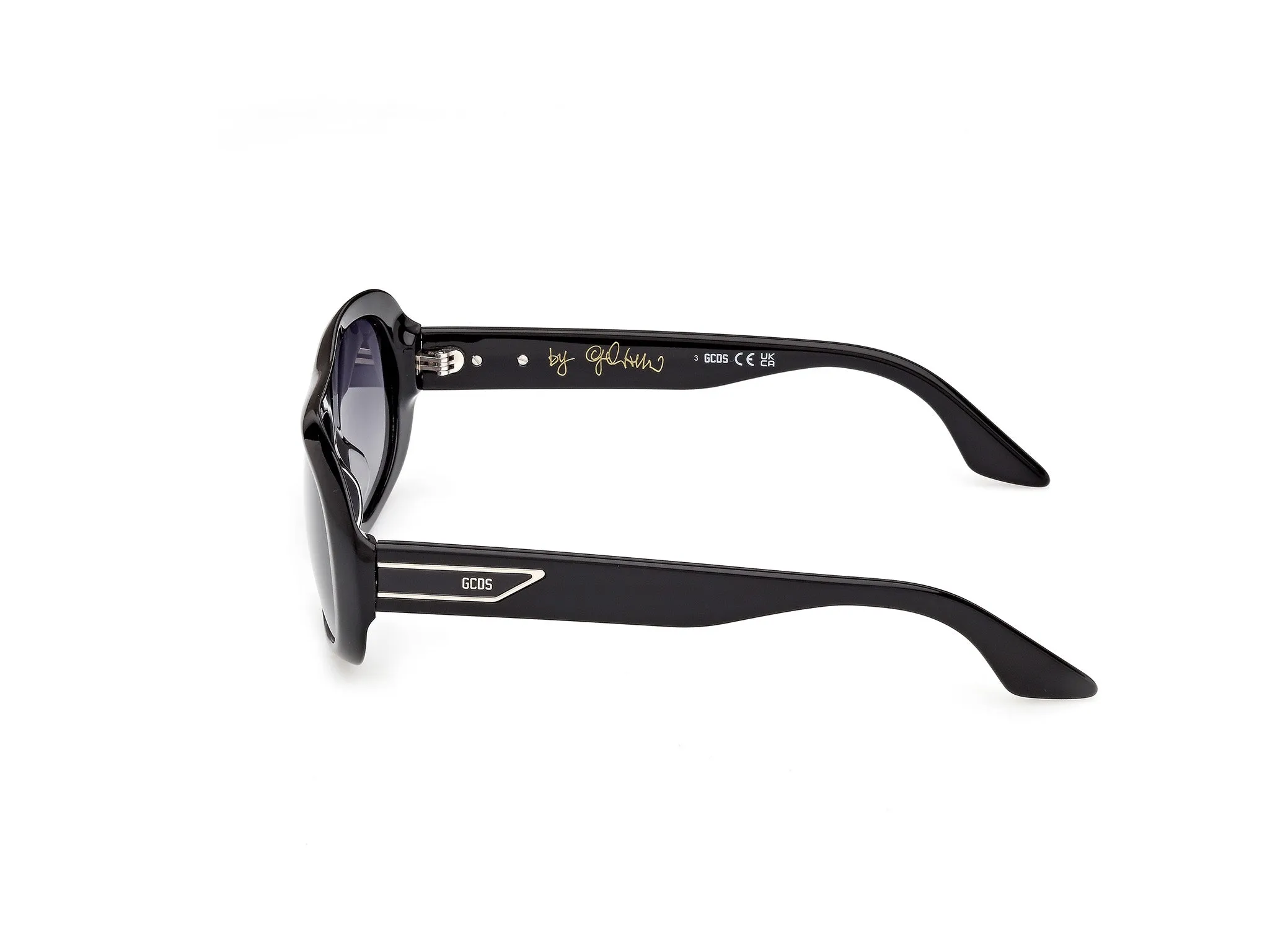 GCDS GD0067 GIULIANO 01B Occhiali da sole Acetato Nero Fumo Squadrata Normale - immagine 3