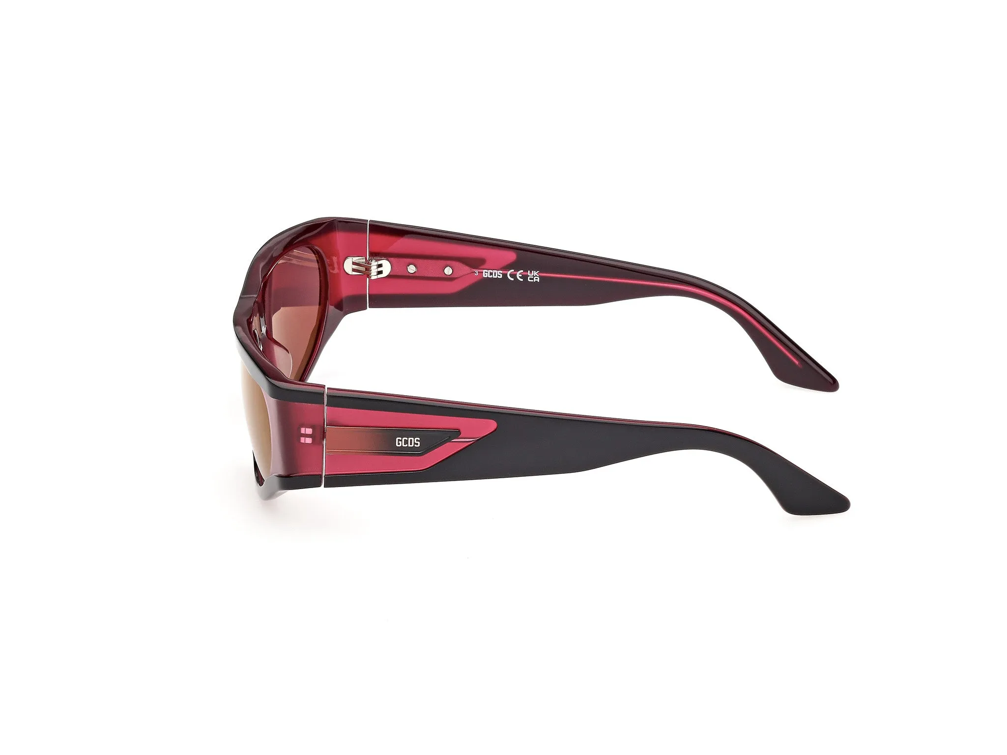 GCDS GD0066 01U Occhiali da sole Acetato Nero Bordeaux Rotonda Normale - immagine 3