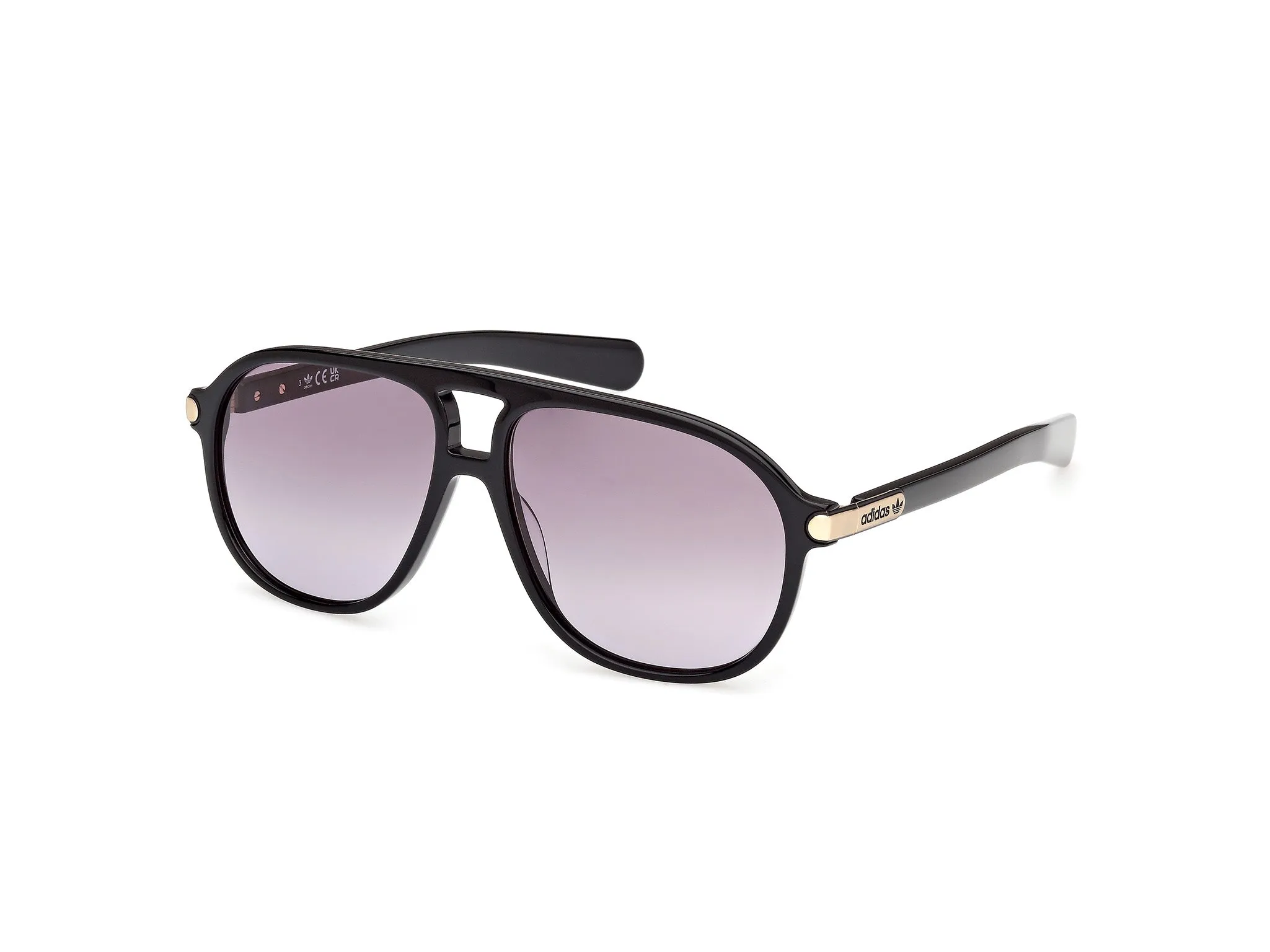 Adidas Sport Uomo Adidas OR0136 01B Occhiali da sole Acetato Nero Fumo Pilot Normale - immagine 1