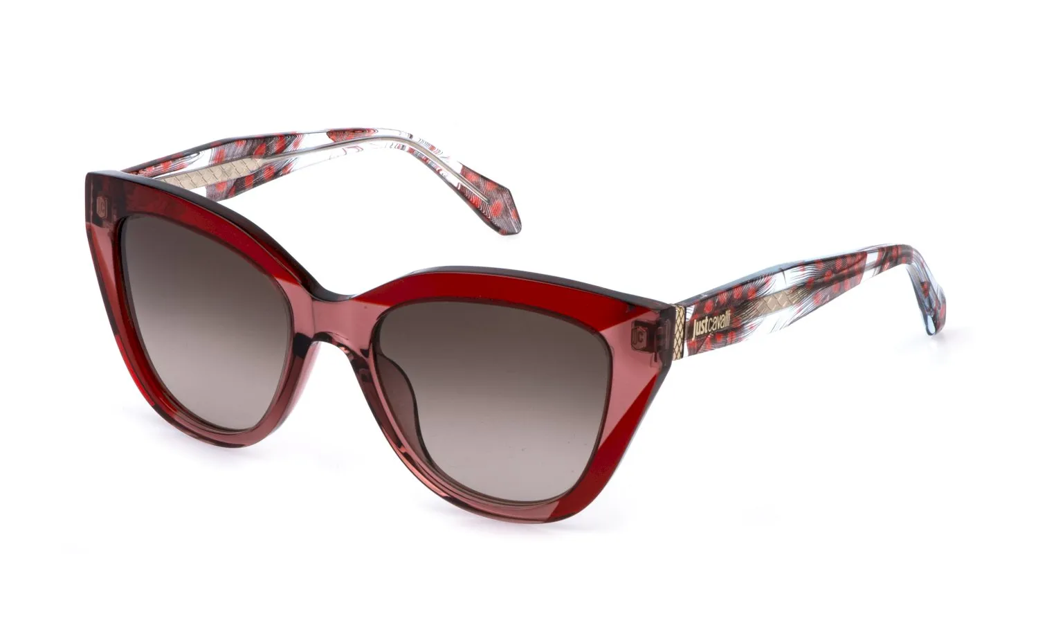 Just Cavalli SJC173V 0V64 Occhiali da sole Acetato Rosso Marrone Farfalla Normale Sfumato - immagine 1