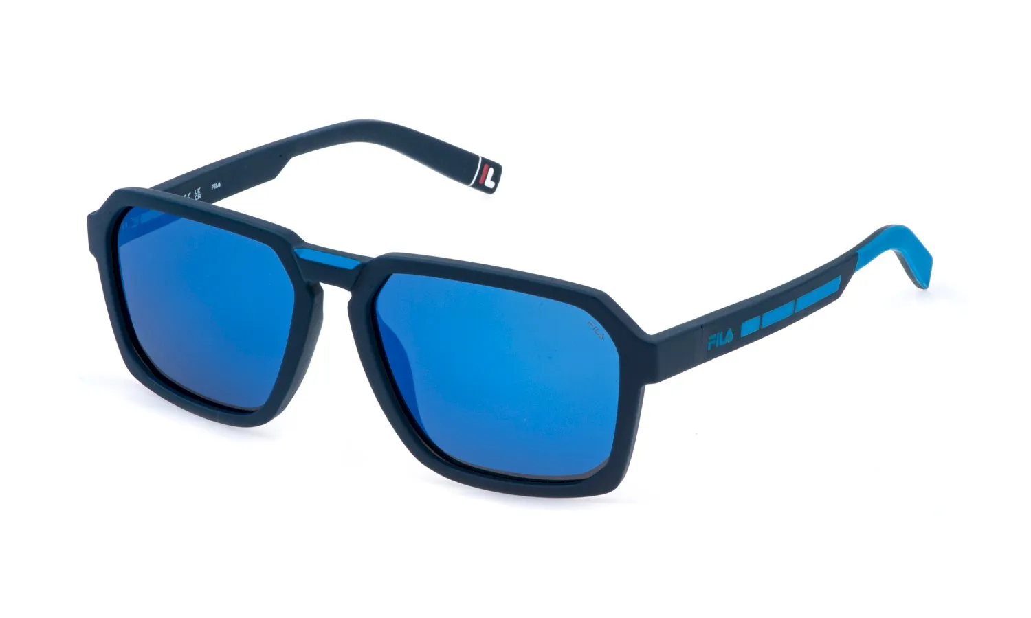 Fila SFIB26 6QSZ Occhiali da sole Iniettato Blu Fumo Squadrata Specchiato - immagine 1