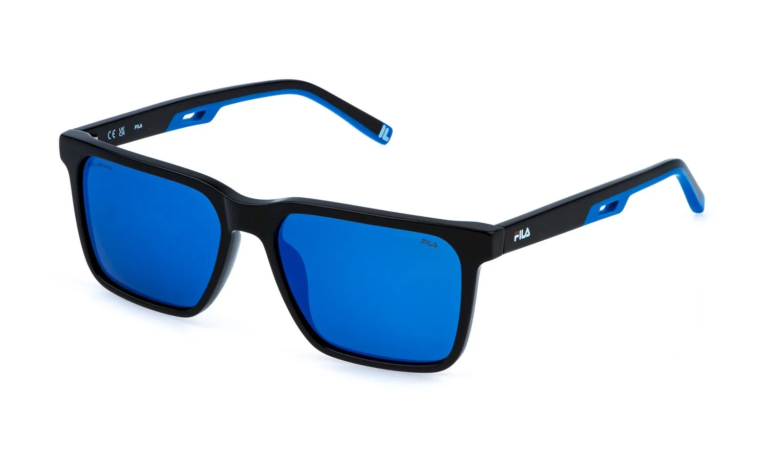 Fila SFIB06 700Z Occhiali da sole Acetato Nero Fumo Squadrata Specchiato - immagine 1