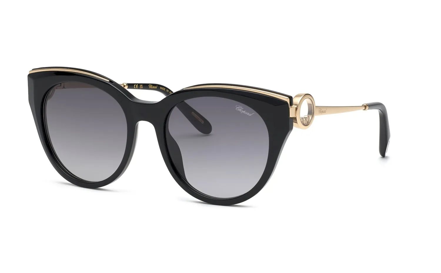 Chopard SCHL04S 700 Occhiali da sole Acetato Nero Fumo Farfalla Antiriflesso Sfumato - immagine 1