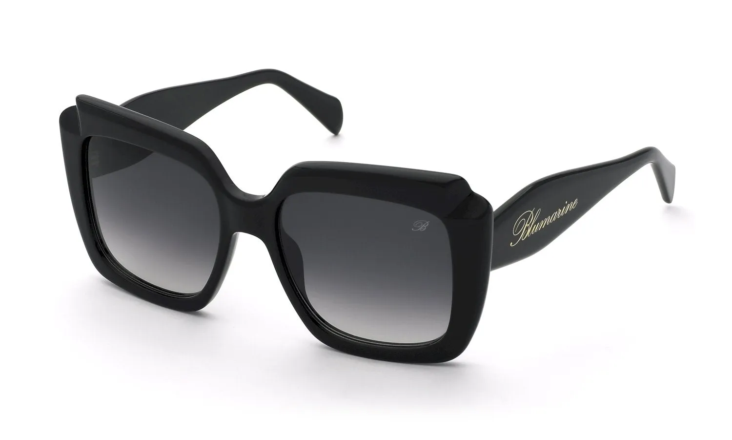 Blumarine SBM889 700 Occhiali da sole Acetato Nero Fumo Squadrata Normale Sfumato - immagine 1
