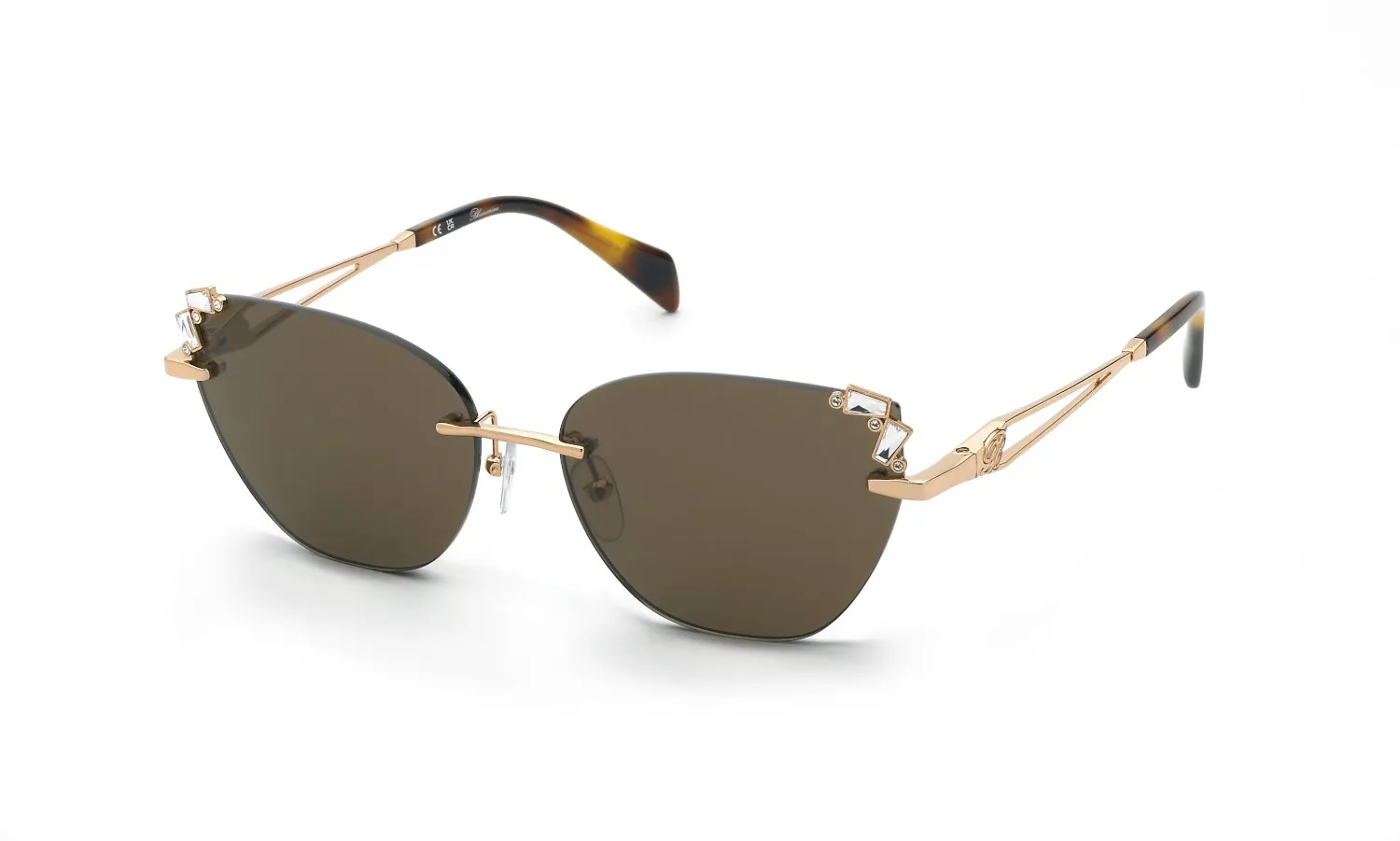 Blumarine SBM230S 08FC Occhiali da sole Metallo Oro Marrone Farfalla Normale - immagine 1
