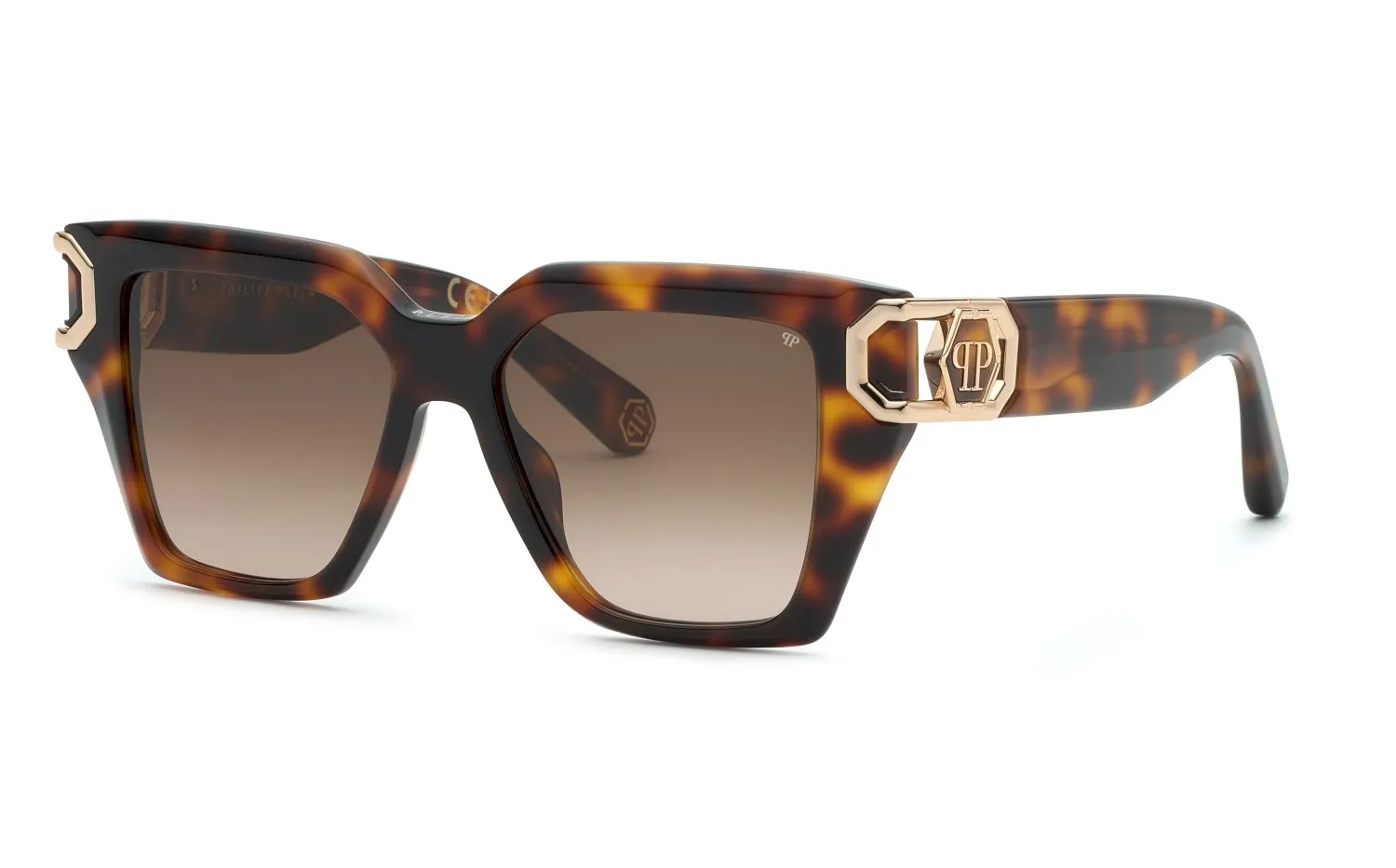 Philipp Plein SPP213M PLEIN HERA 752 Occhiali da sole Acetato Havana Marrone Squadrata Normale Sfumato - immagine 1