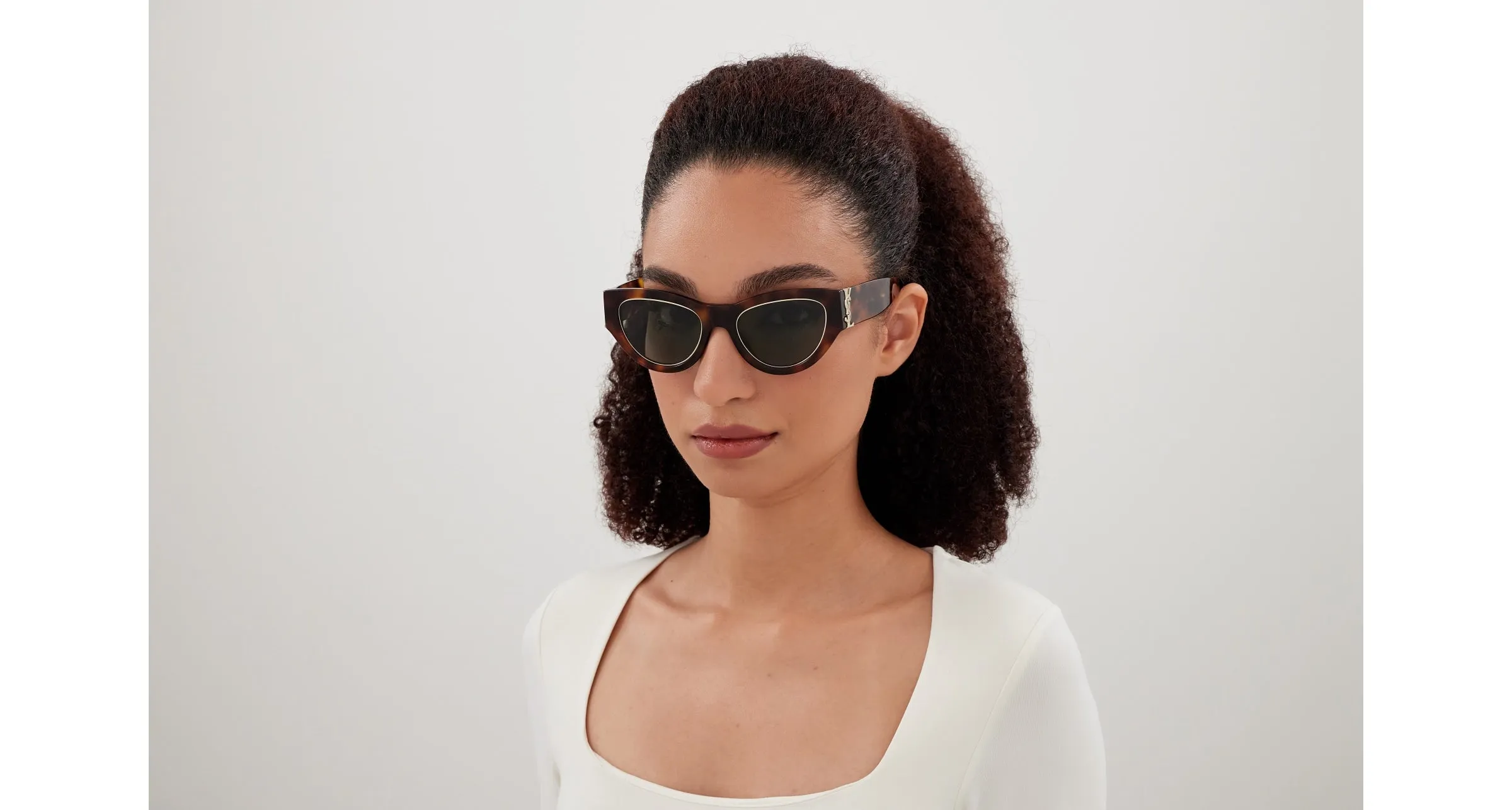 SAINT LAURENT SL M94 RIM 001 Occhiali da sole Acetato Havana Verde Cat Eye - immagine 4