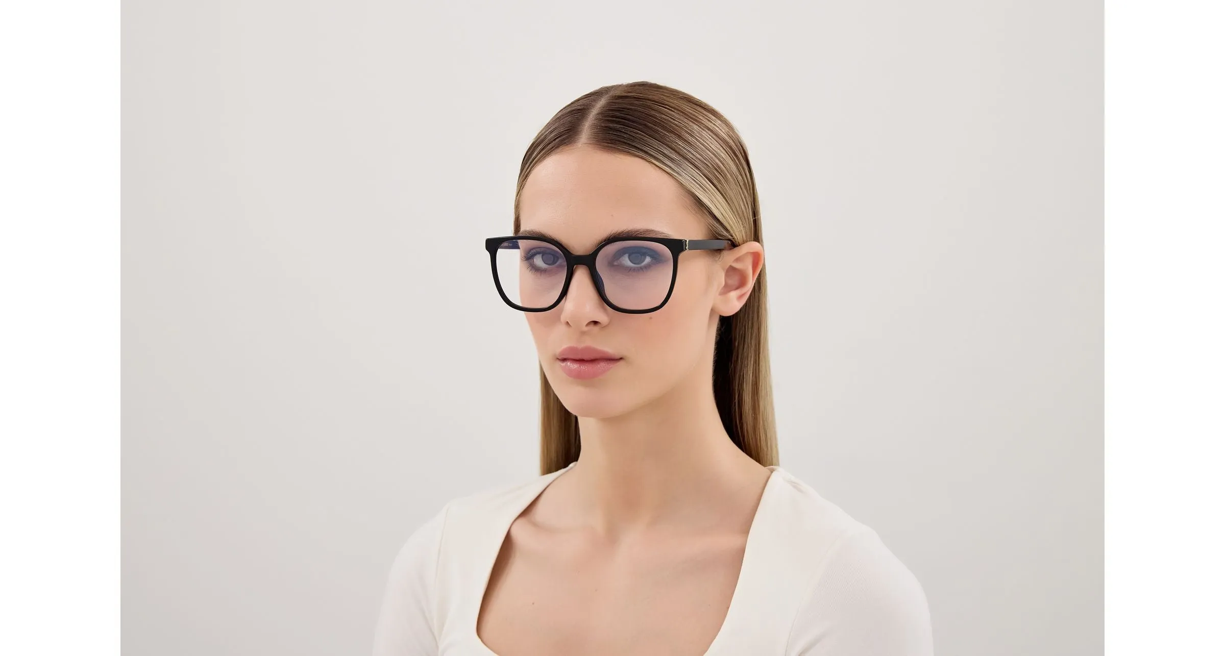 SAINT LAURENT SL M155 001 Montature da vista Acetato Nero Trasparente Cat Eye ["Antiriflesso"] - immagine 4