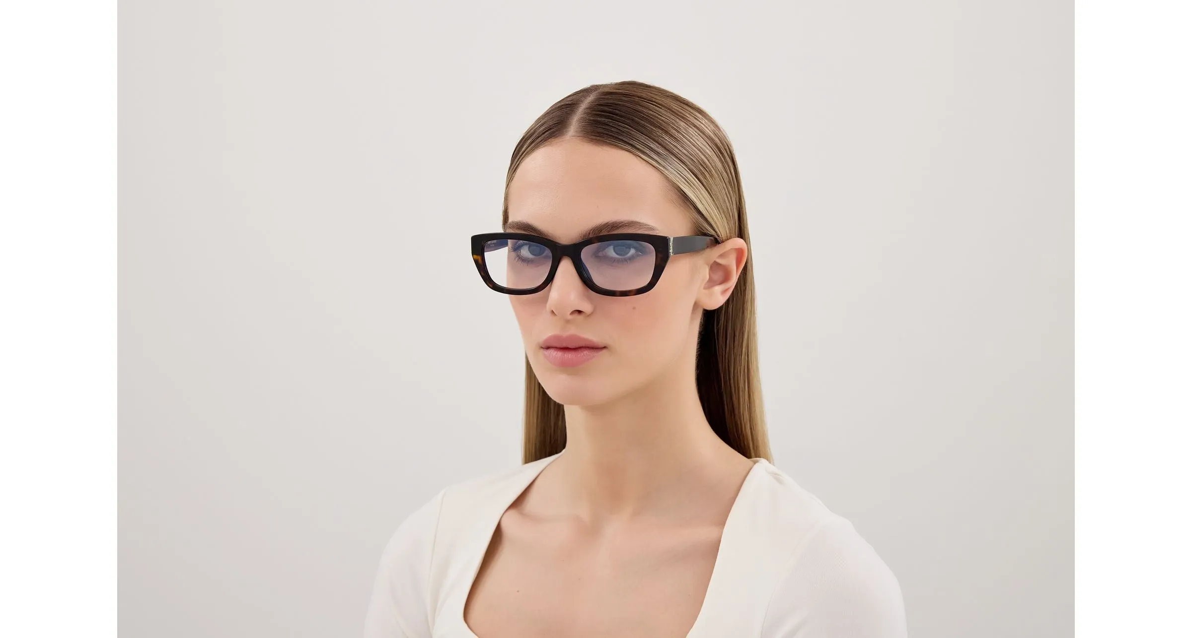 SAINT LAURENT SL M153 OPT 002 Montature da vista Acetato Havana Trasparente Cat Eye ["Antiriflesso"] - immagine 4