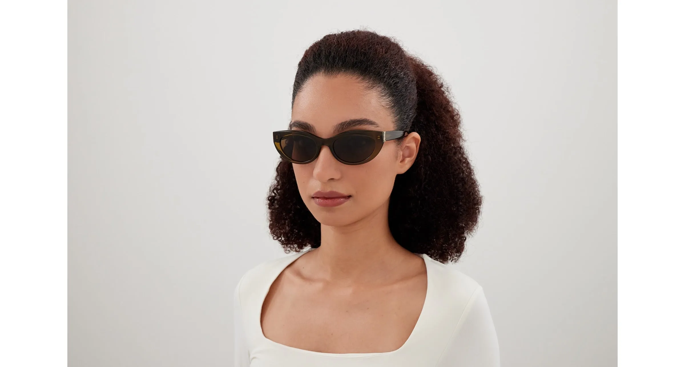 SAINT LAURENT SL M115 006 Occhiali da sole Acetato Marrone Marrone Cat Eye - immagine 4