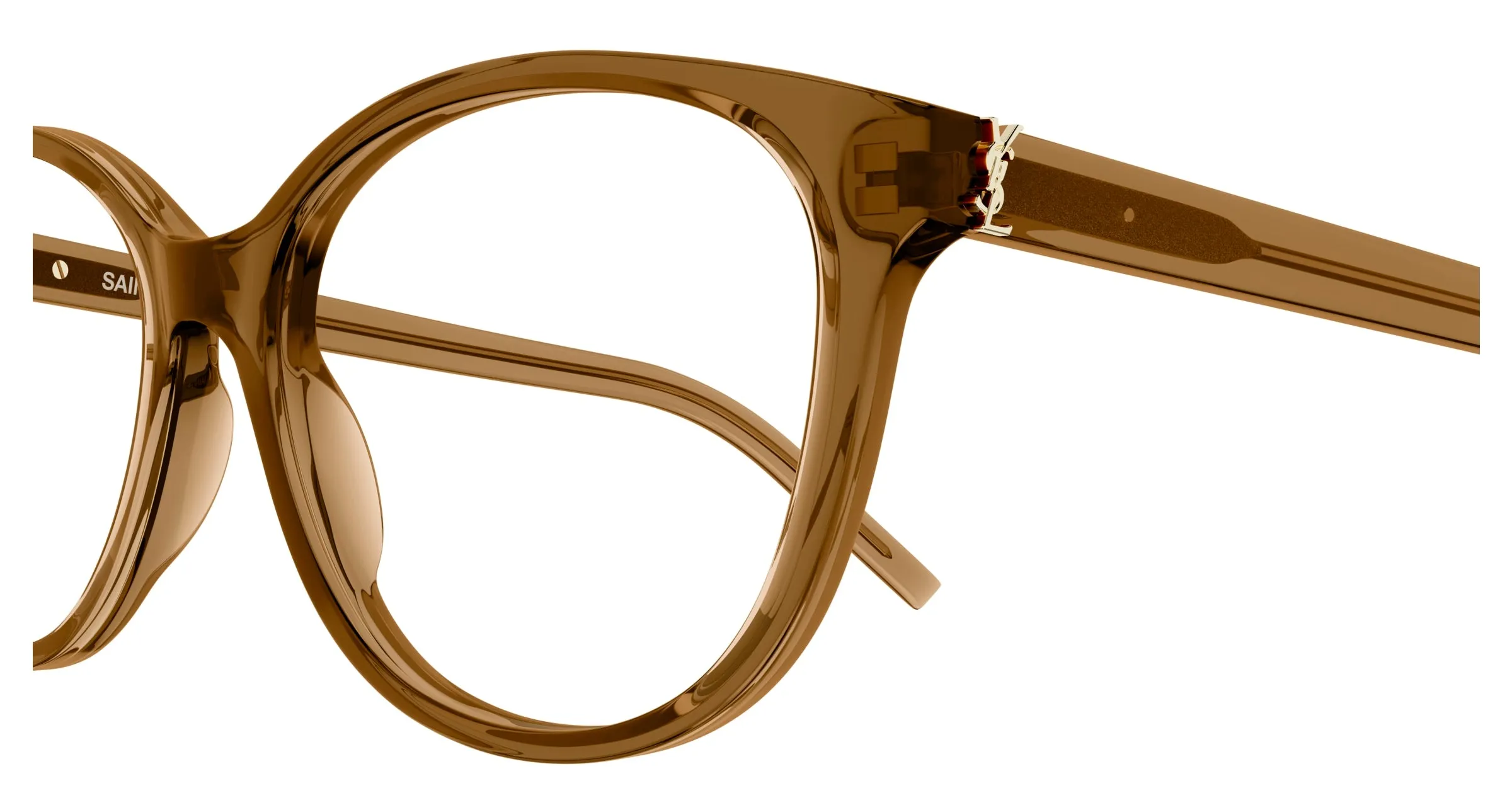 SAINT LAURENT SL M112 006 Montature da vista Acetato Marrone Trasparente Rotonda ["Antiriflesso"] - immagine 3