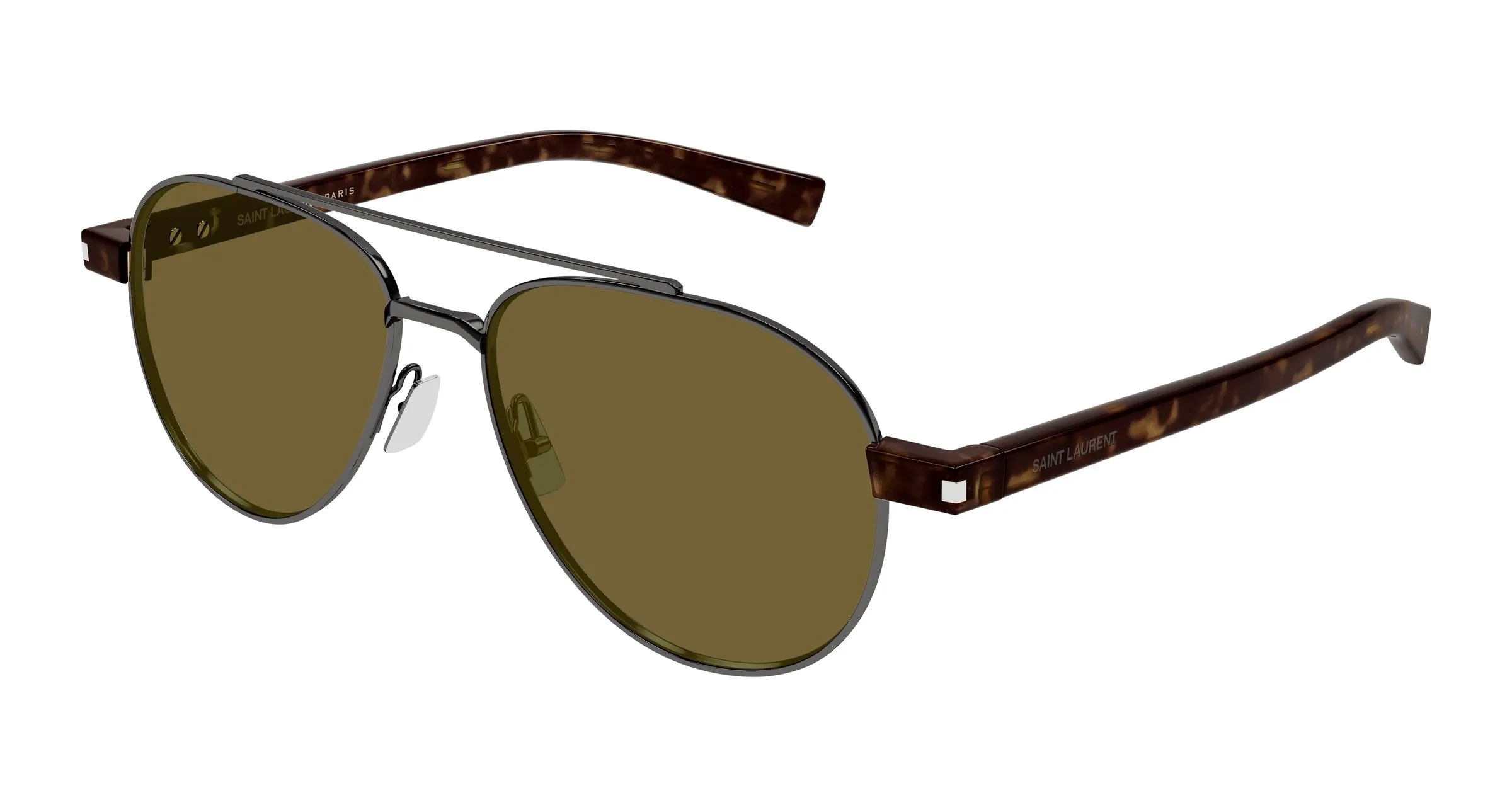 SAINT LAURENT SL 843 004 Occhiali da sole Metallo Rutenio Marrone Rotonda - immagine 1