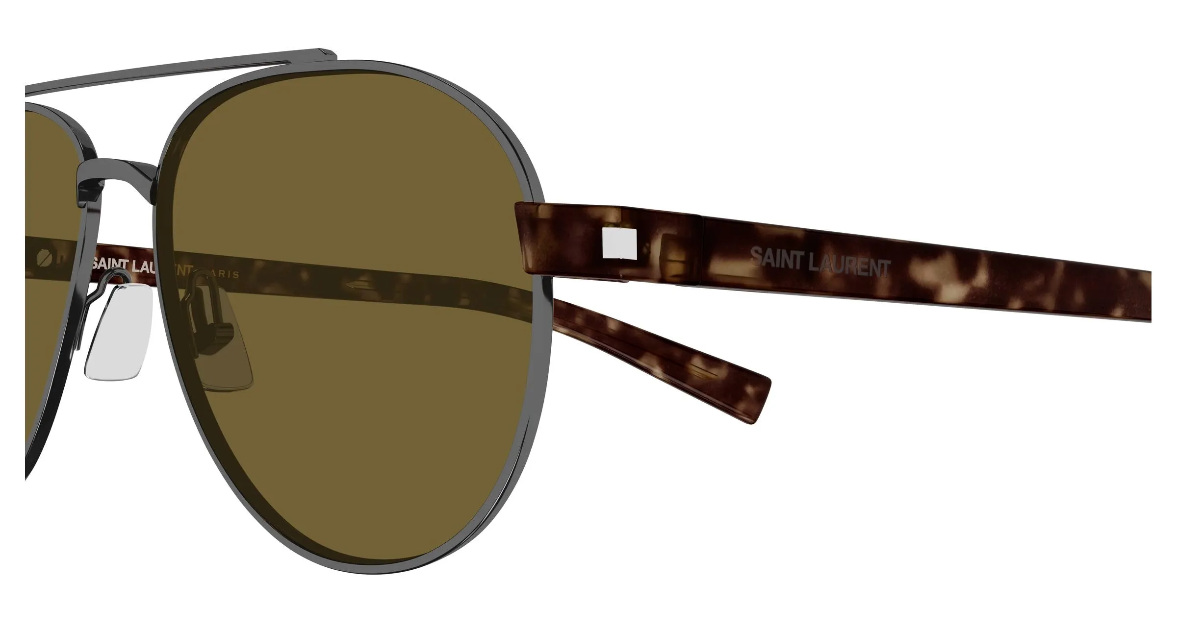 SAINT LAURENT SL 843 004 Occhiali da sole Metallo Rutenio Marrone Rotonda - immagine 3