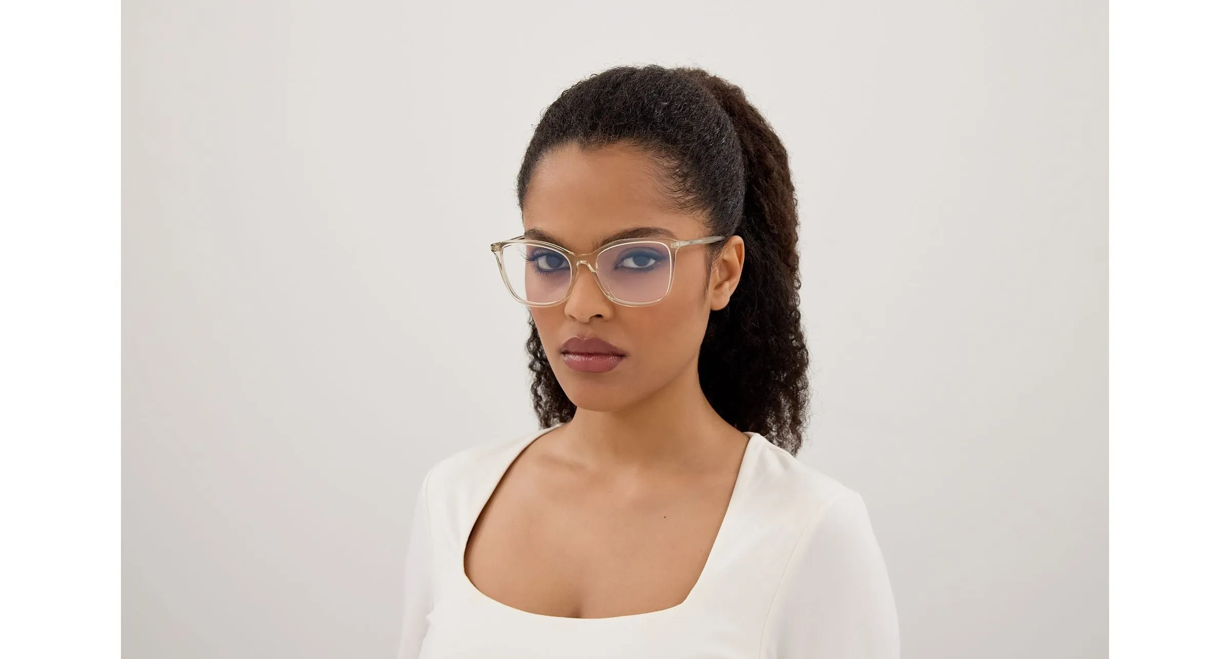 SAINT LAURENT SL 835 004 Montature da vista Acetato Giallo Trasparente Cat Eye ["Antiriflesso"] - immagine 4