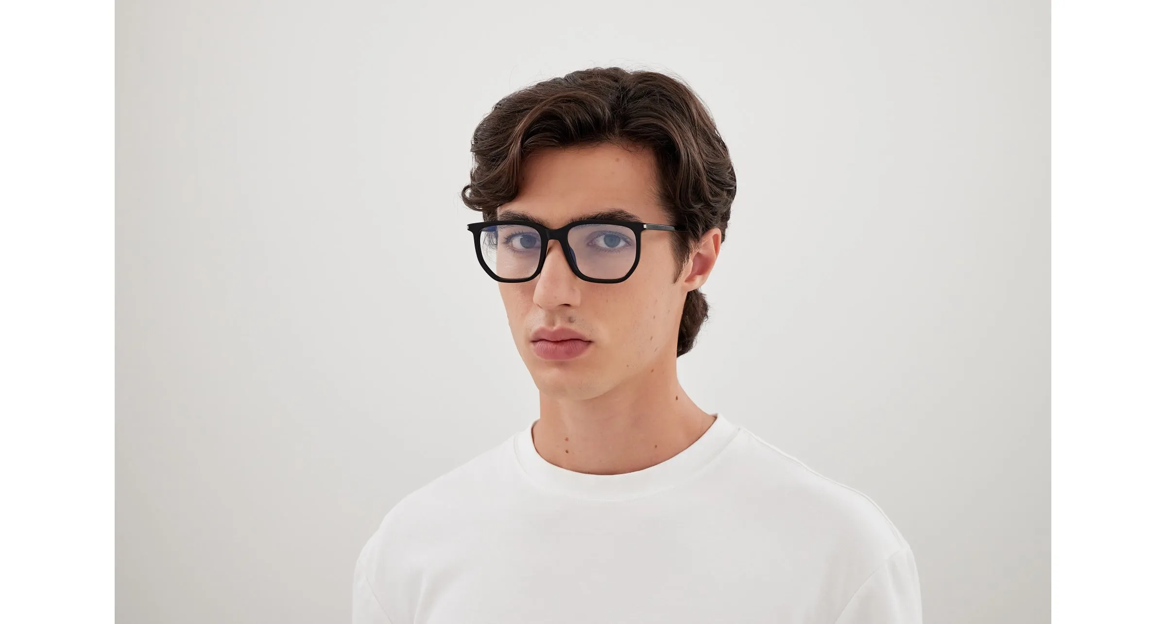 SAINT LAURENT SL 802 001 Montature da vista Acetato Nero Trasparente Geometrica - immagine 4