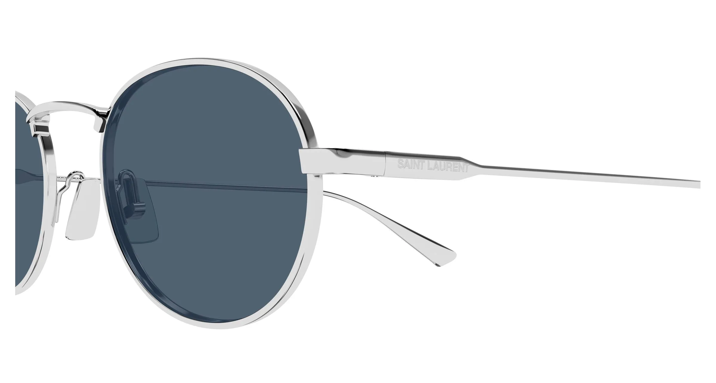 SAINT LAURENT SL 799 005 Occhiali da sole Metallo Argento Blu Rotonda - immagine 3