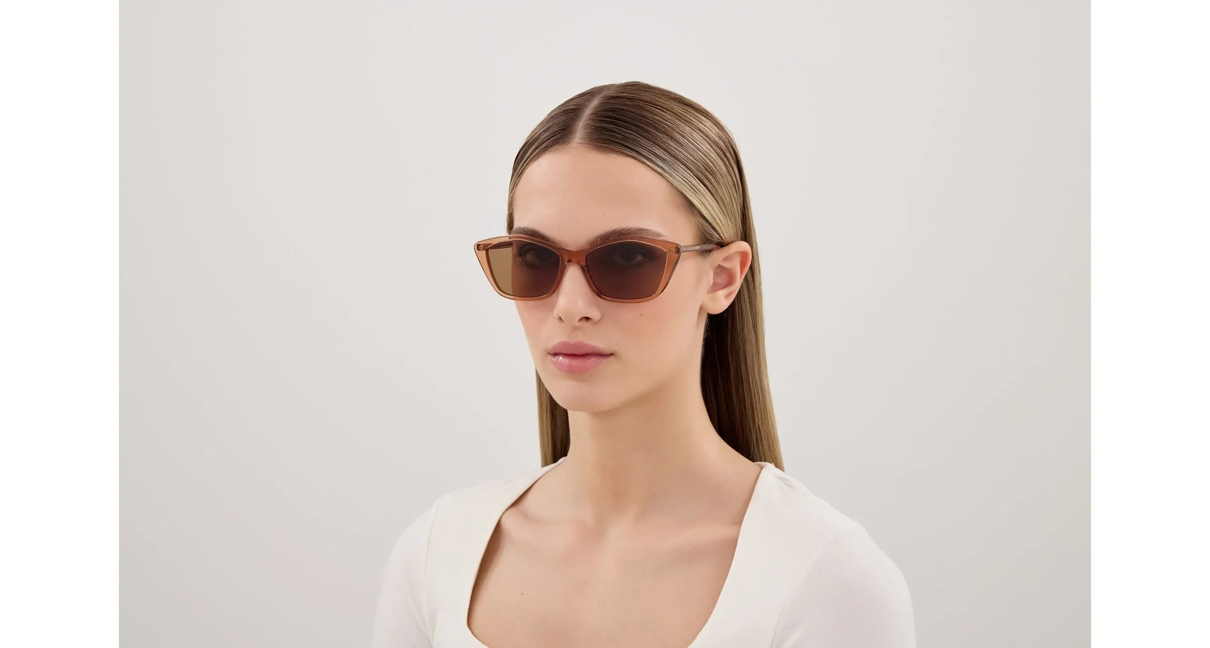 SAINT LAURENT SL 775 007 Occhiali da sole Acetato Marrone Marrone Cat Eye - immagine 4