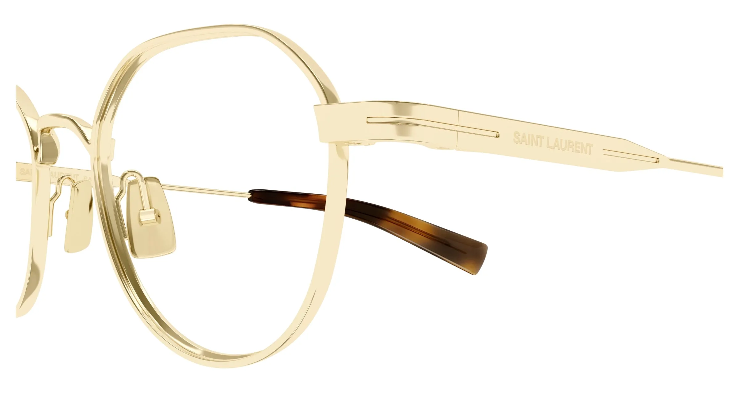 SAINT LAURENT SL 730 003 Montature da vista Metallo Oro Trasparente Rotonda ["Antiriflesso"] - immagine 3